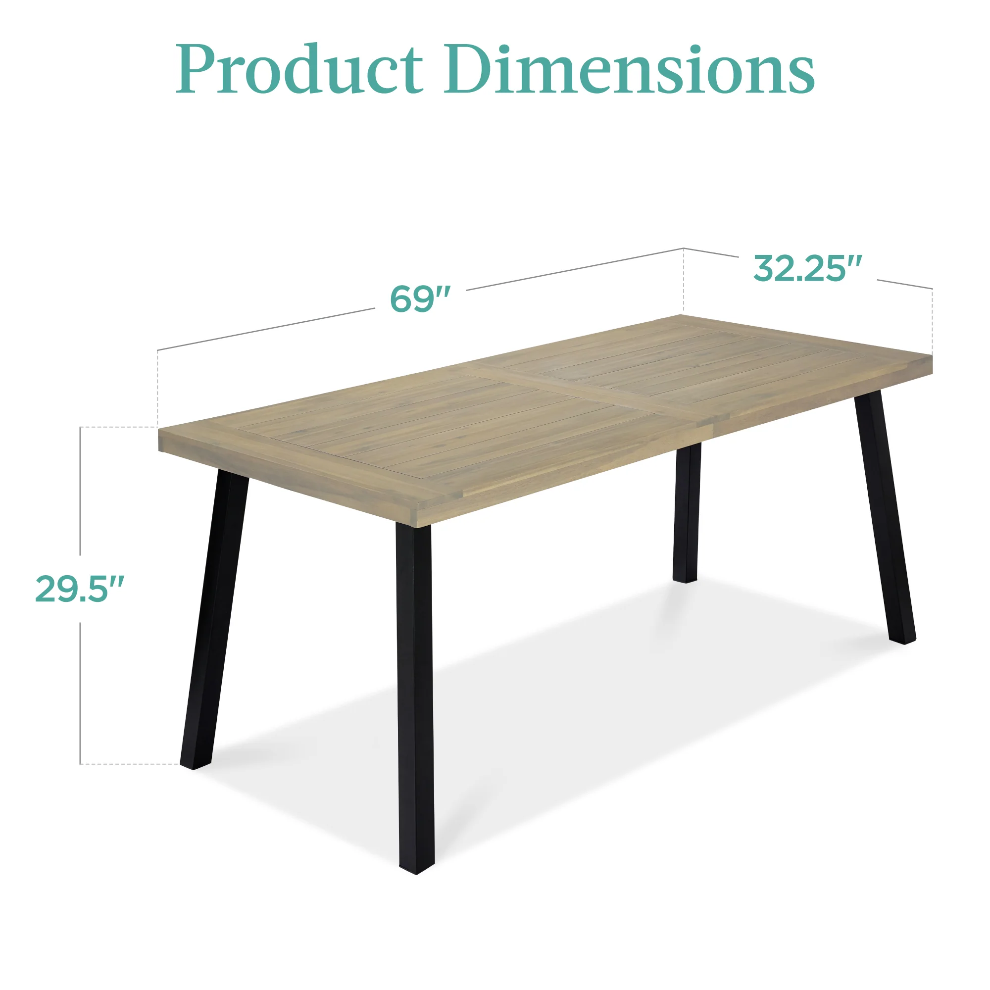 6-Person Indoor Outdoor Acacia Wood Dining Table - Image 7