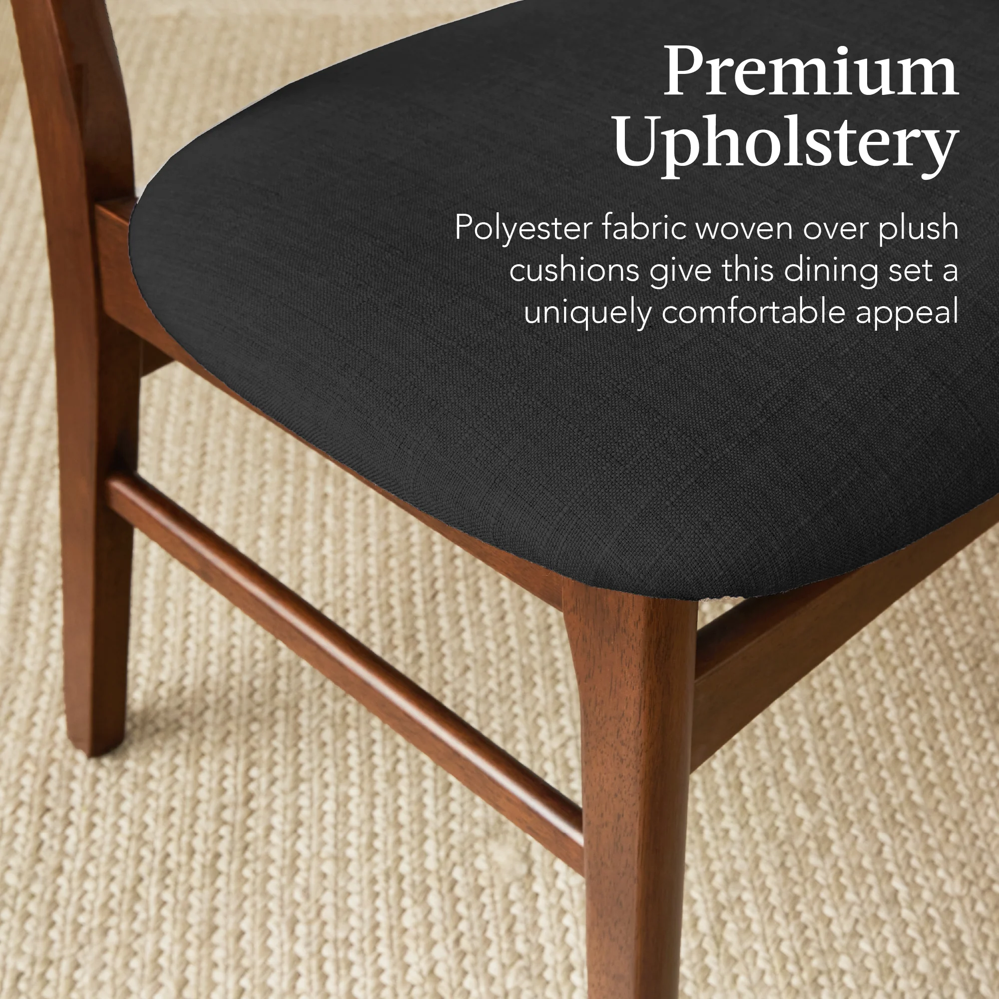 6-Piece Mid-Century Modern Upholstered Wooden Dining Set w/ 4 Chairs, Bench - Image 19