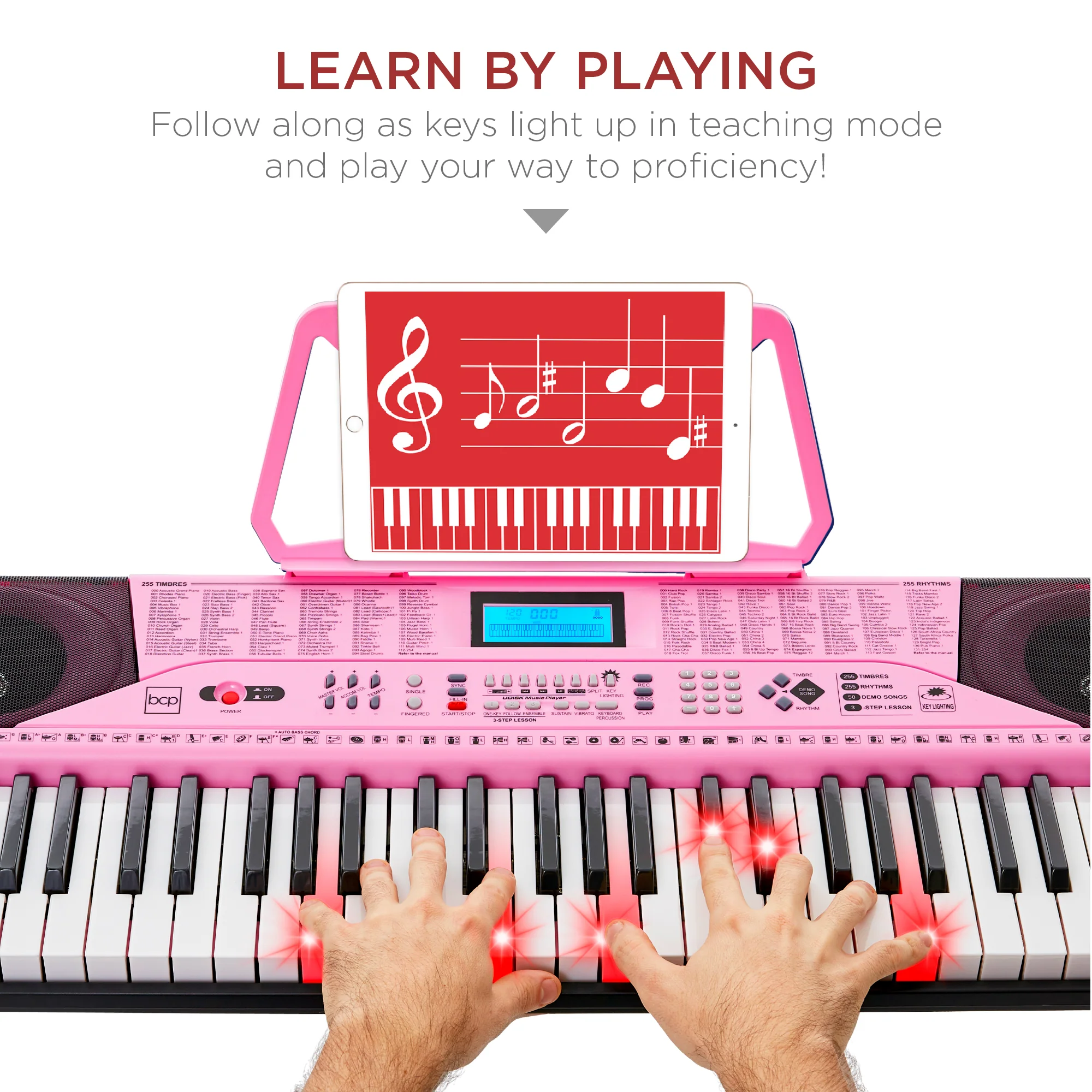 61-Key Beginners Electronic Keyboard Piano Set w/ Lighted Keys, Headphones - Image 16