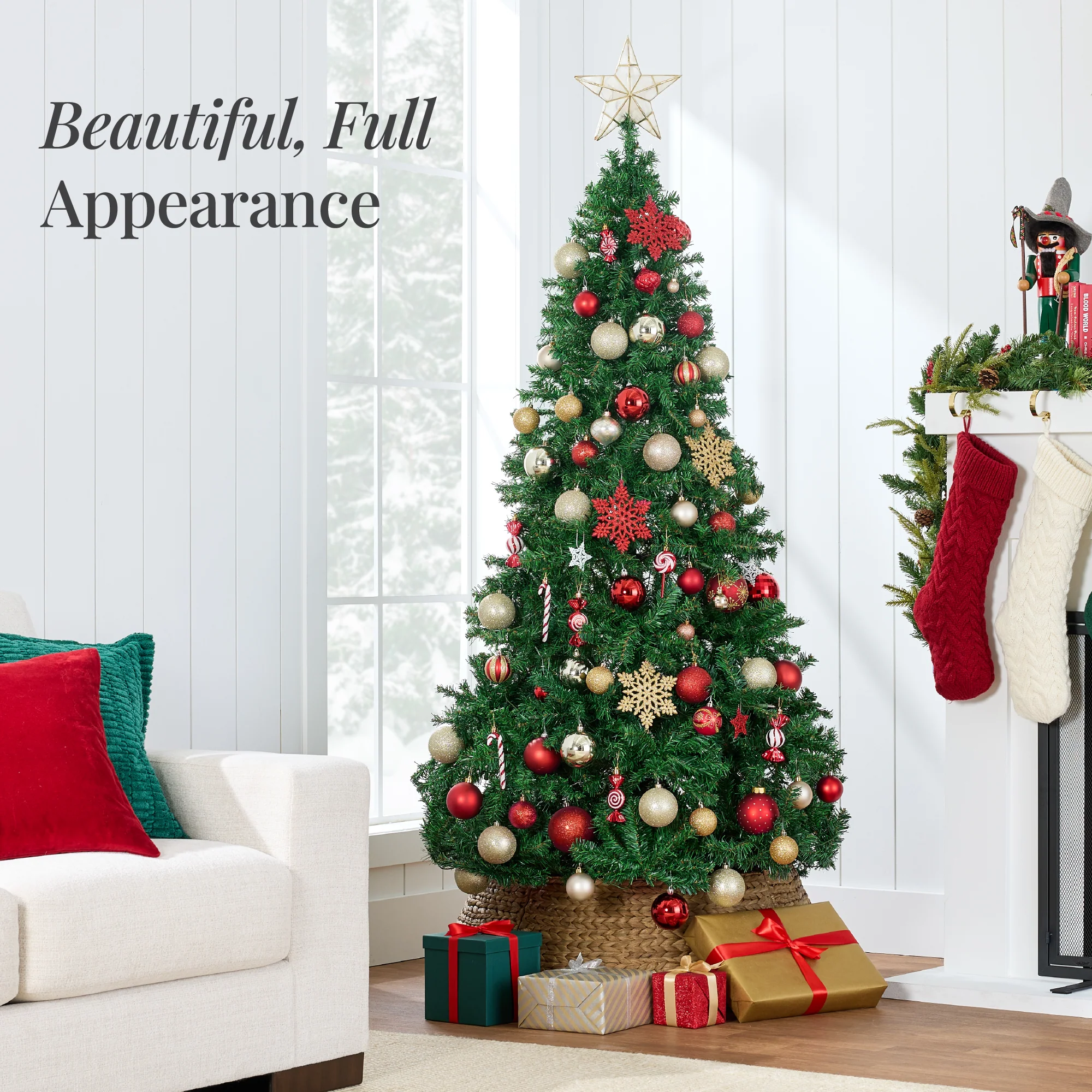 Artificial Green Christmas Tree, Unlit Pine Design w/Easy Assembly - Image 18