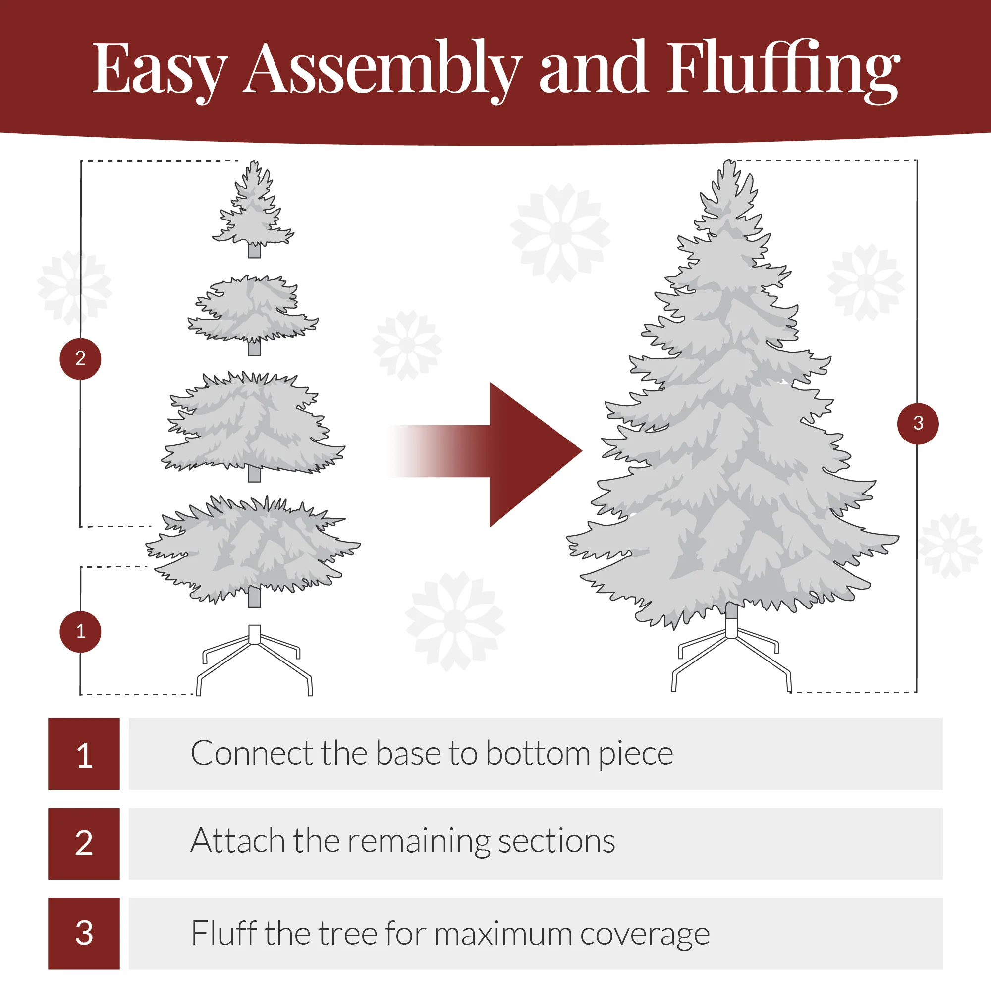 Pre-Lit Hinged Artificial White Pine Christmas Tree w/ Lights, Metal Stand - Image 7