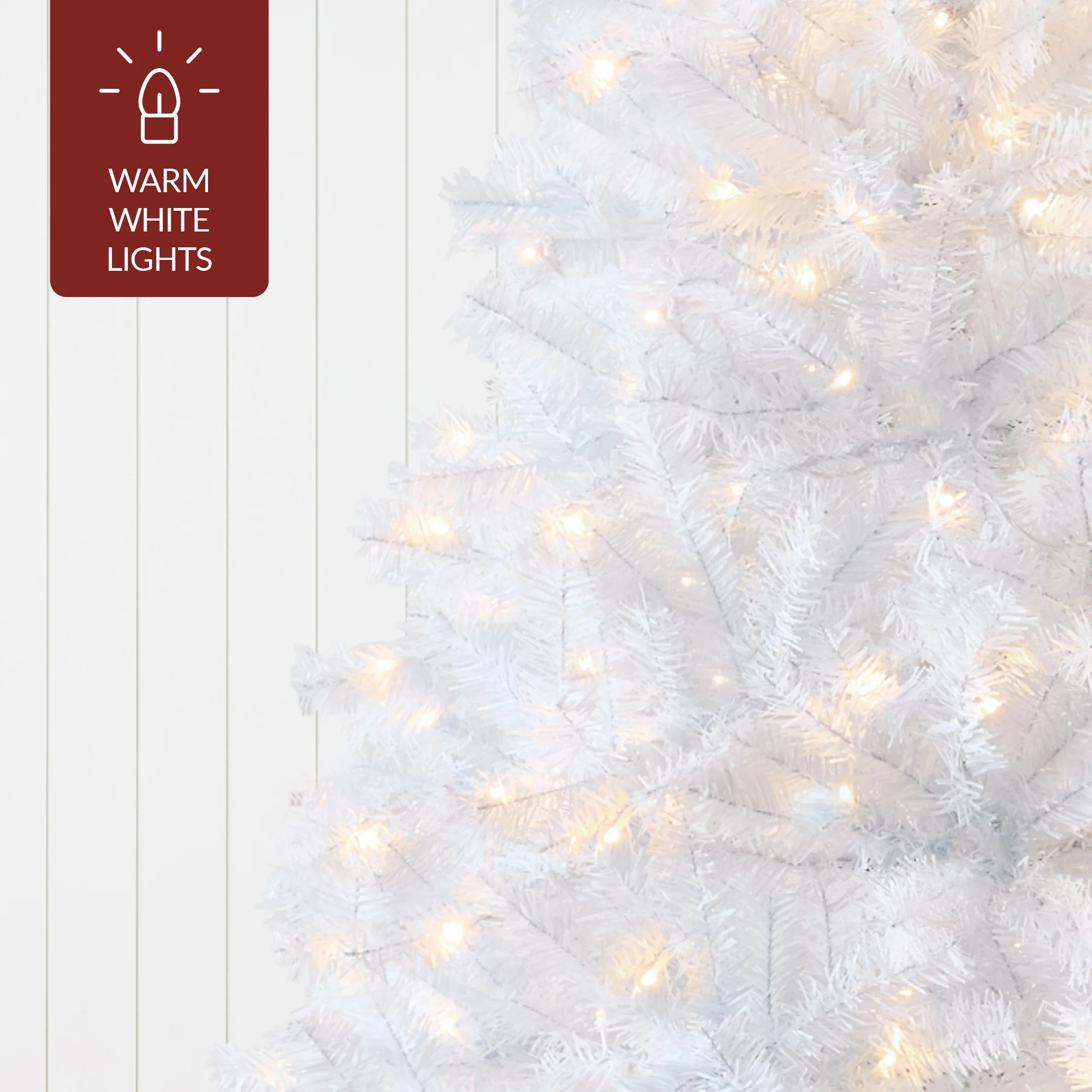 Pre-Lit Hinged Artificial White Pine Christmas Tree w/ Lights, Metal Stand - Image 8