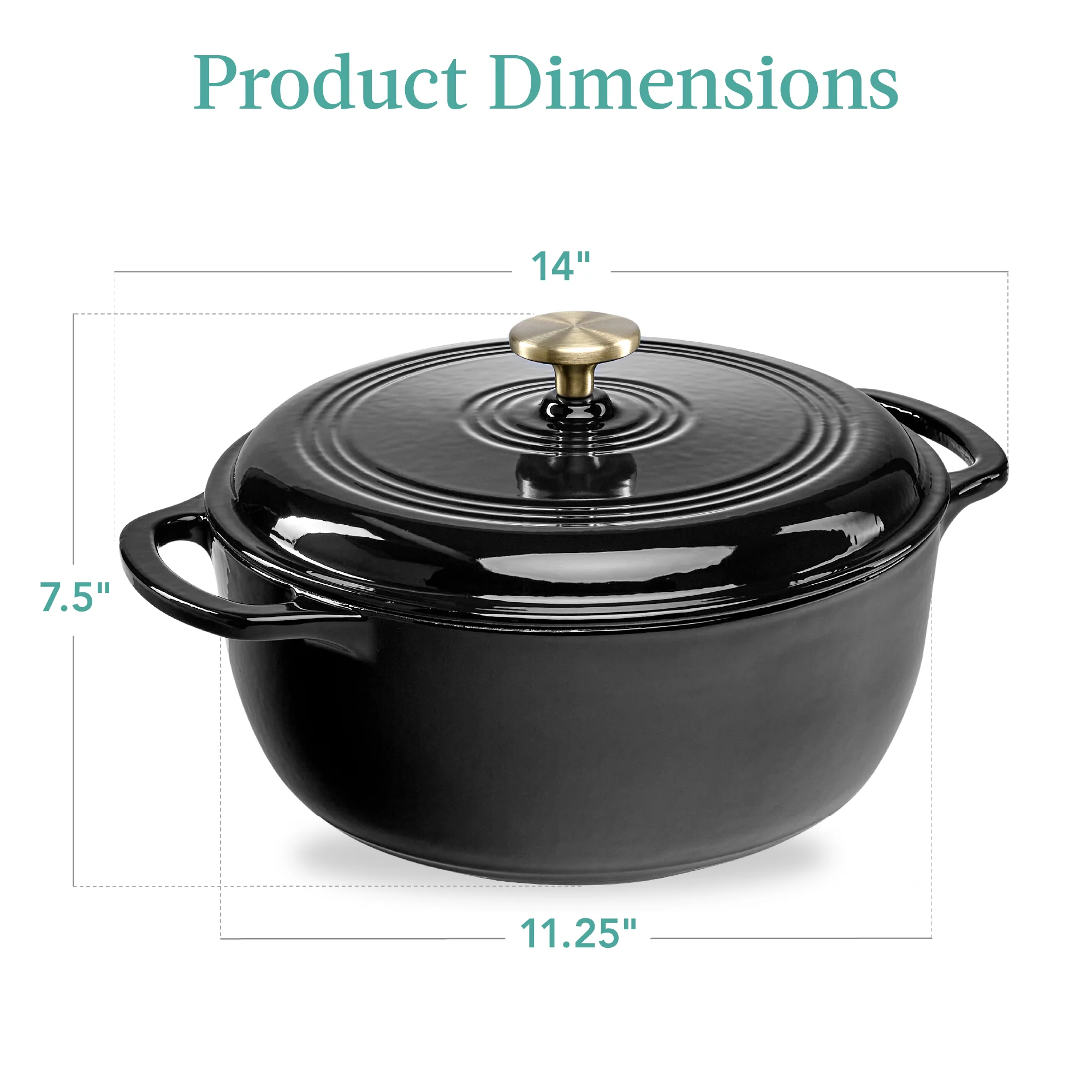 Cast-Iron Dutch Oven Kitchen Cookware w/ Enamel, Handles - 6qt - Image 35