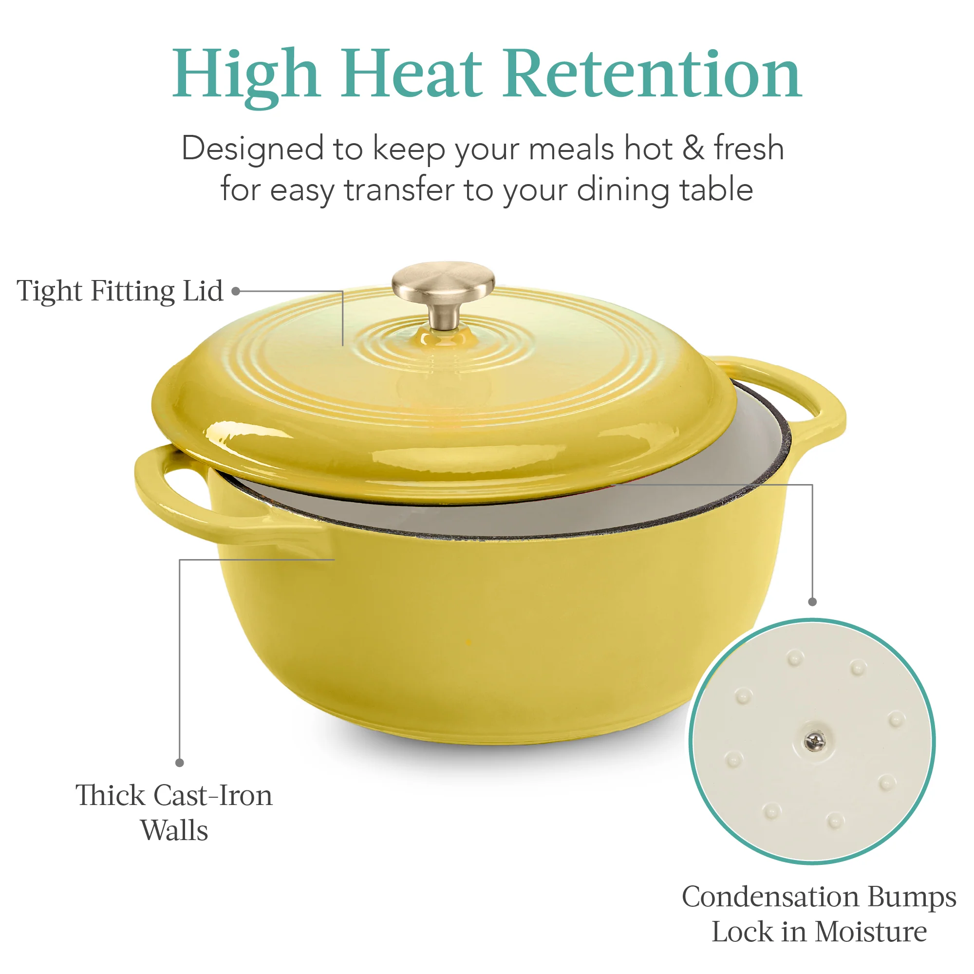 Cast-Iron Dutch Oven Kitchen Cookware w/ Enamel, Handles - 6qt - Image 82