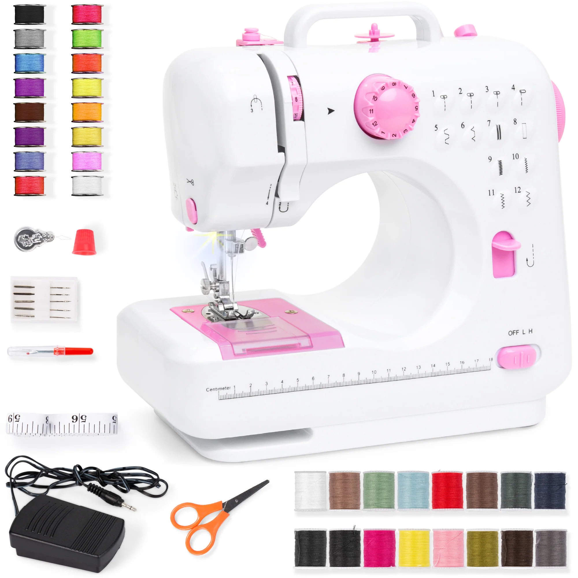 6V Portable Foot Pedal Sewing Machine w/ 12 Stitch Patterns - Image 15