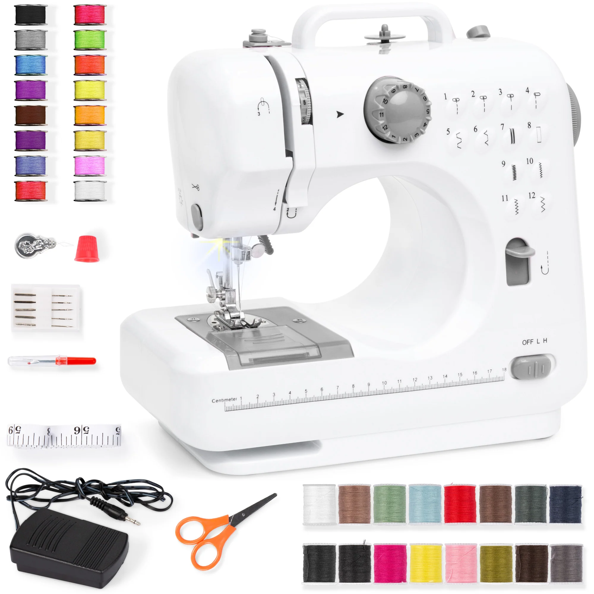 6V Portable Foot Pedal Sewing Machine w/ 12 Stitch Patterns - Image 8