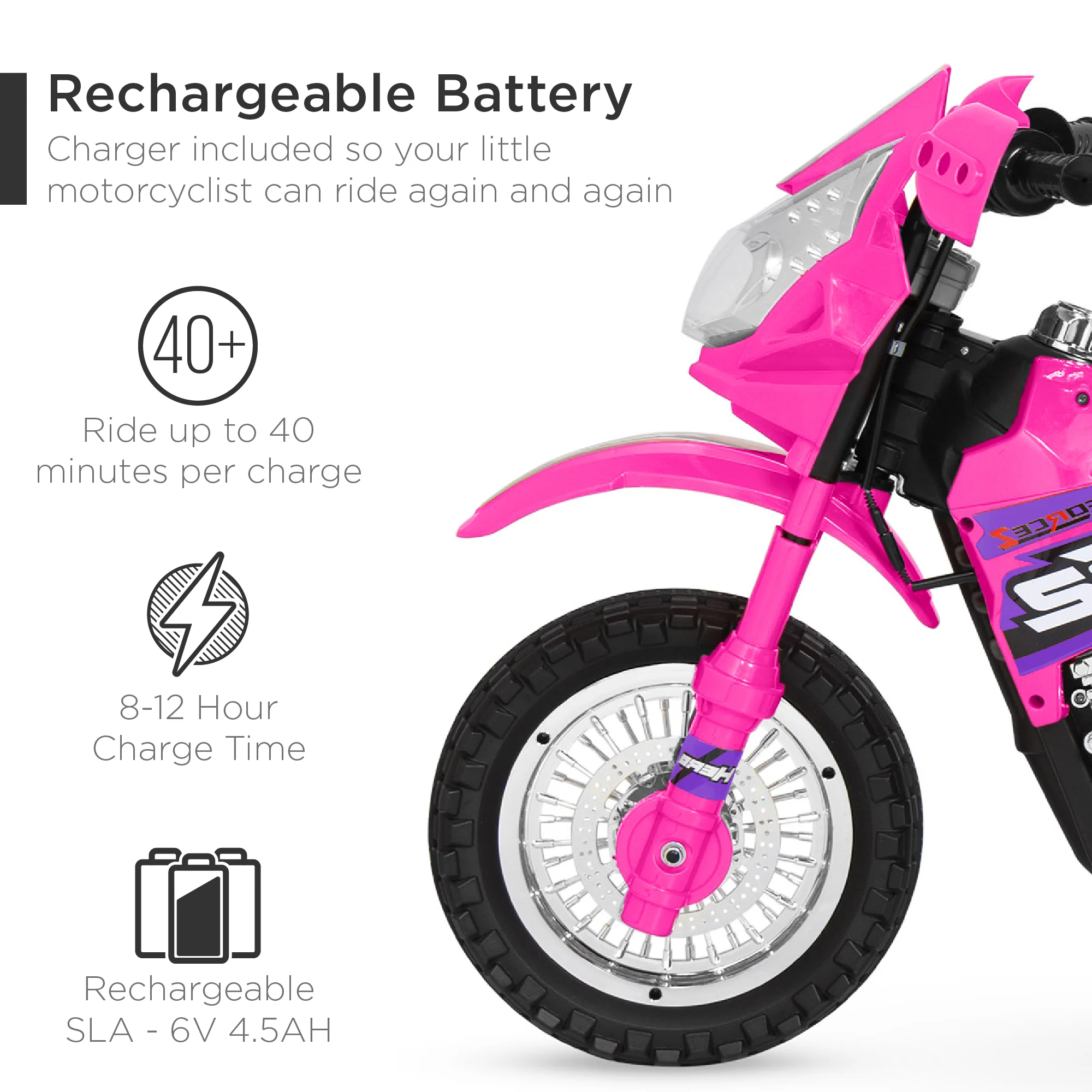6V Kids Electric Ride-On Motorcycle Toy w/ Training Wheels, Lights, Music - Image 12