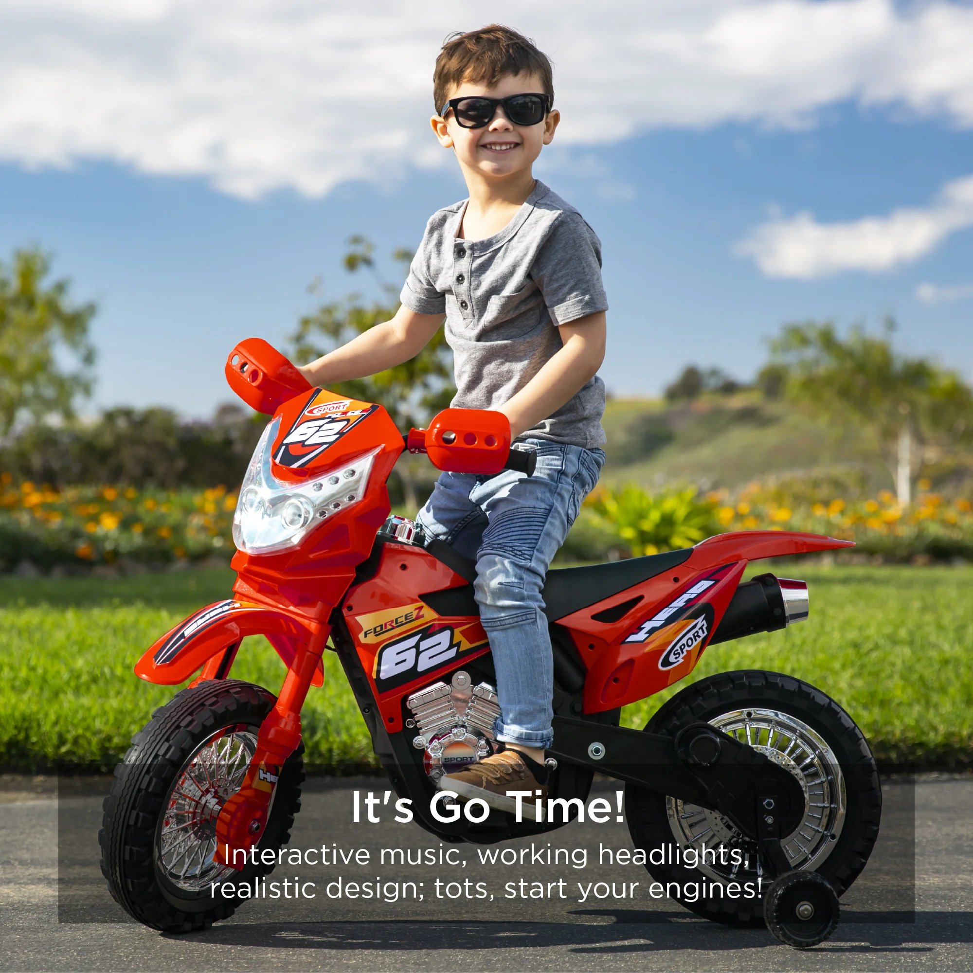 6V Kids Electric Ride-On Motorcycle Toy w/ Training Wheels, Lights, Music - Image 16