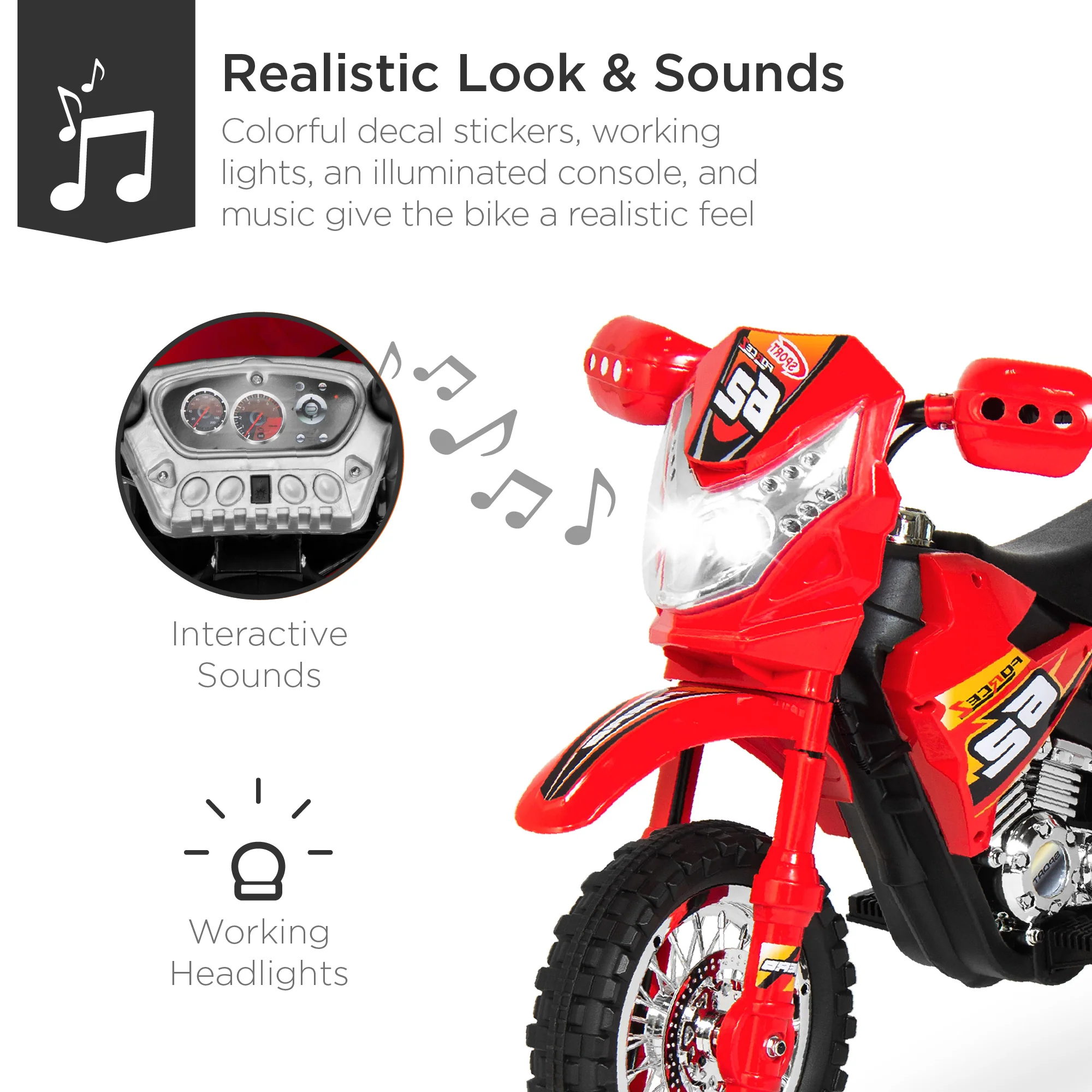 6V Kids Electric Ride-On Motorcycle Toy w/ Training Wheels, Lights, Music - Image 18