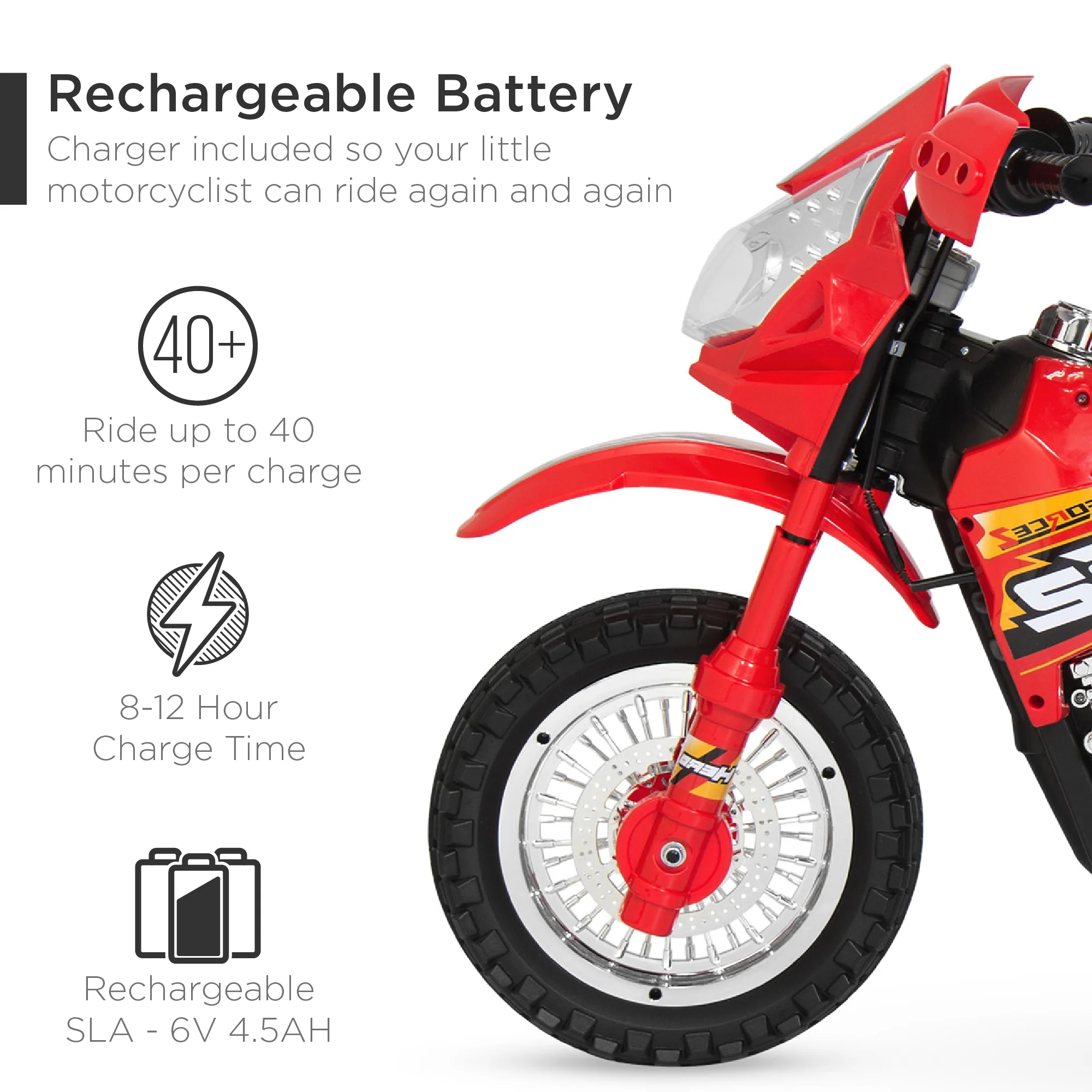 6V Kids Electric Ride-On Motorcycle Toy w/ Training Wheels, Lights, Music - Image 19