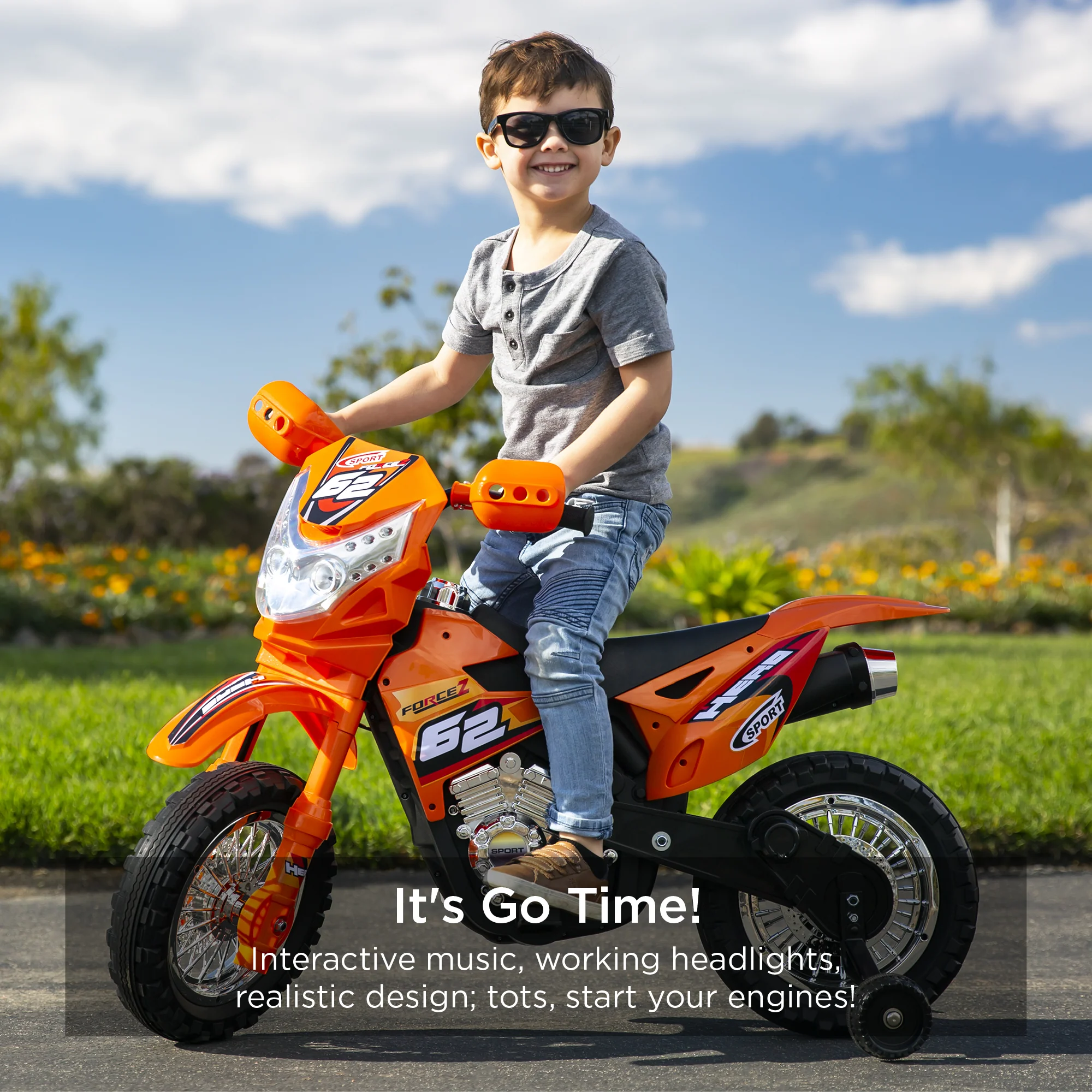 6V Kids Electric Ride-On Motorcycle Toy w/ Training Wheels, Lights, Music - Image 23