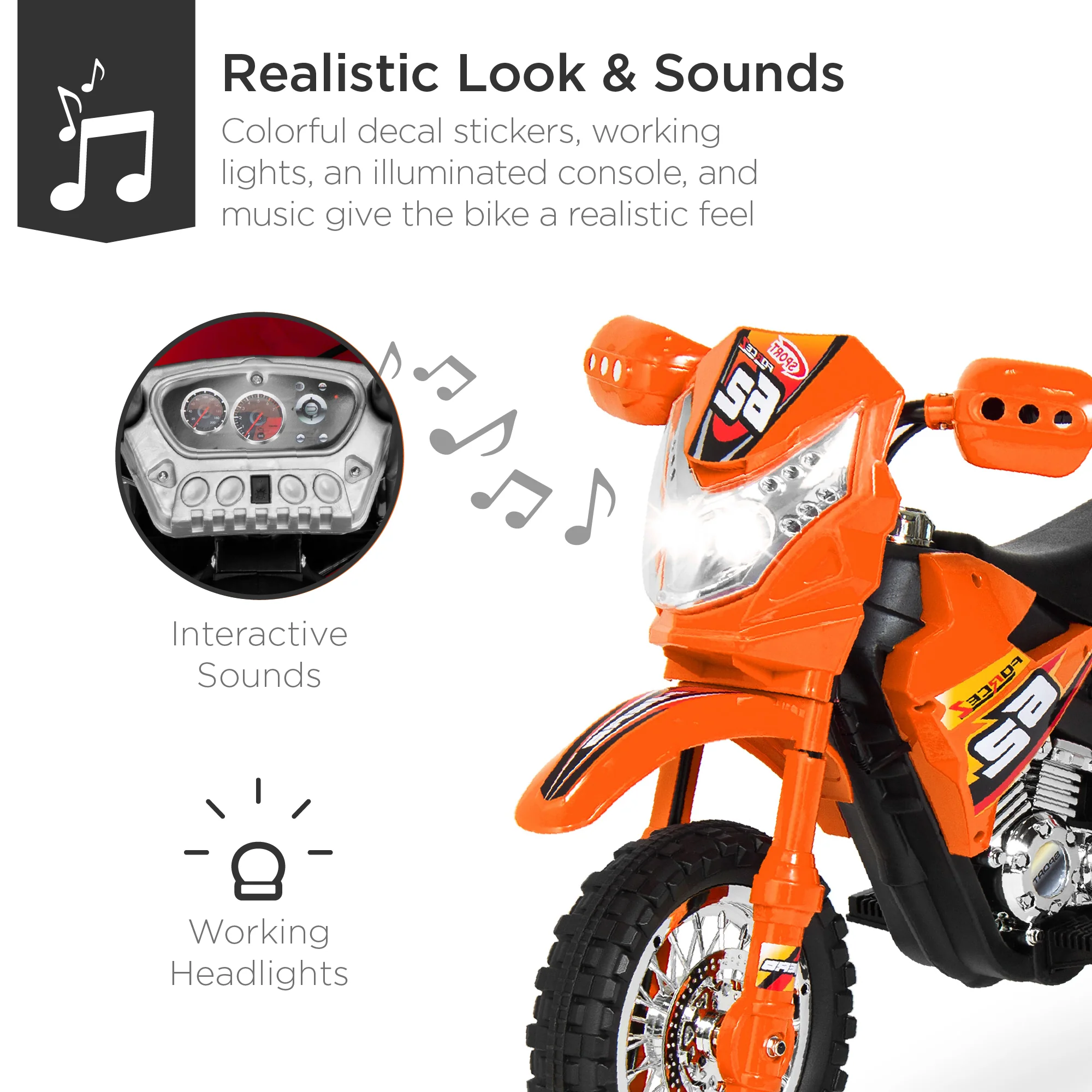 6V Kids Electric Ride-On Motorcycle Toy w/ Training Wheels, Lights, Music - Image 25