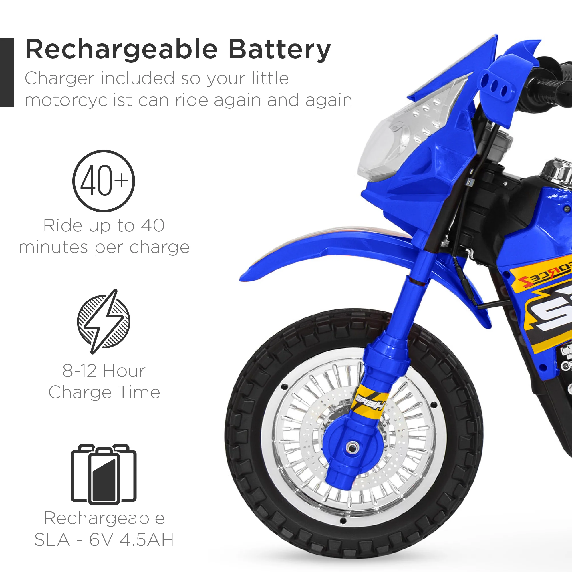 6V Kids Electric Ride-On Motorcycle Toy w/ Training Wheels, Lights, Music - Image 33