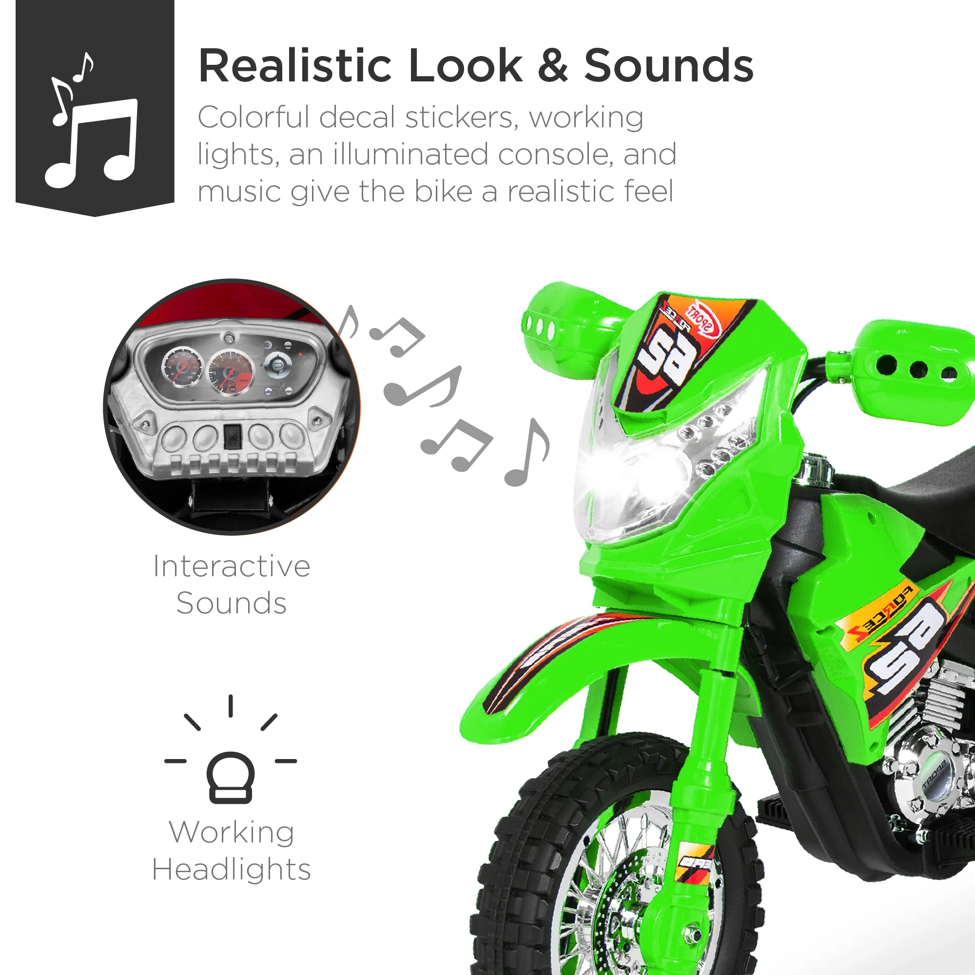 6V Kids Electric Ride-On Motorcycle Toy w/ Training Wheels, Lights, Music - Image 39