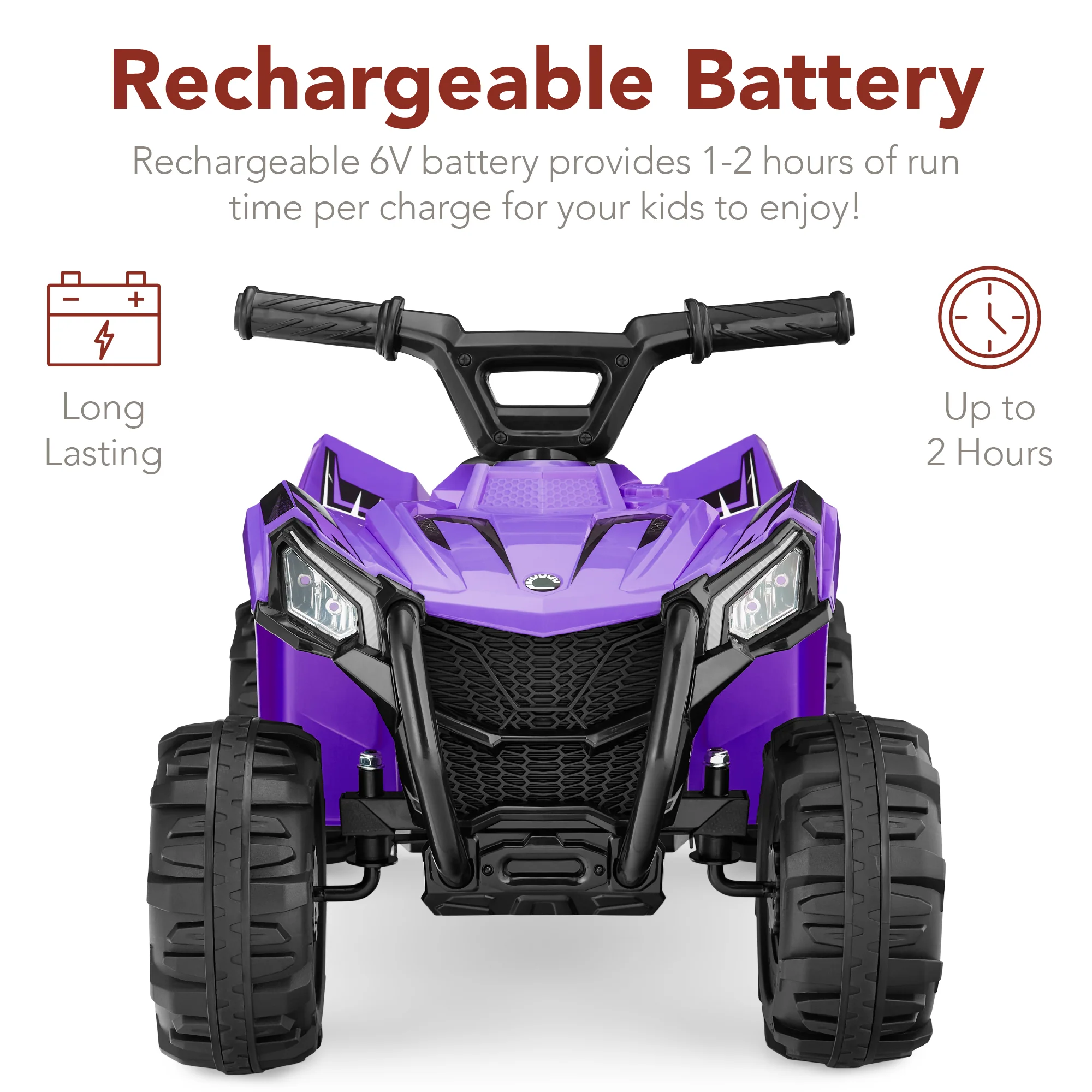 6V Kids Ride-On 4-Wheeler Quad ATV Car w/ 1.8mph Max Speed, Treaded Tires - Image 11