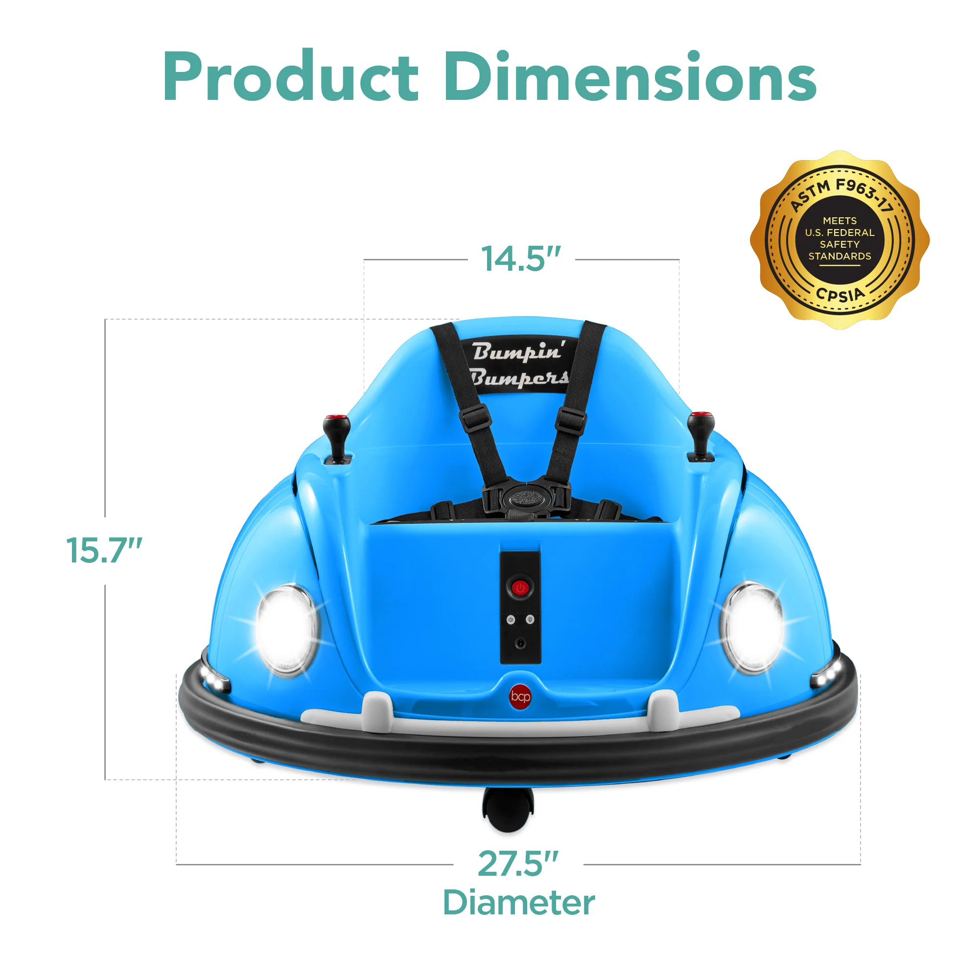 6V Kids Ride On Bumper Car Toy w/ Remote, Harness, Lights, 360 Degree Spin - Image 30