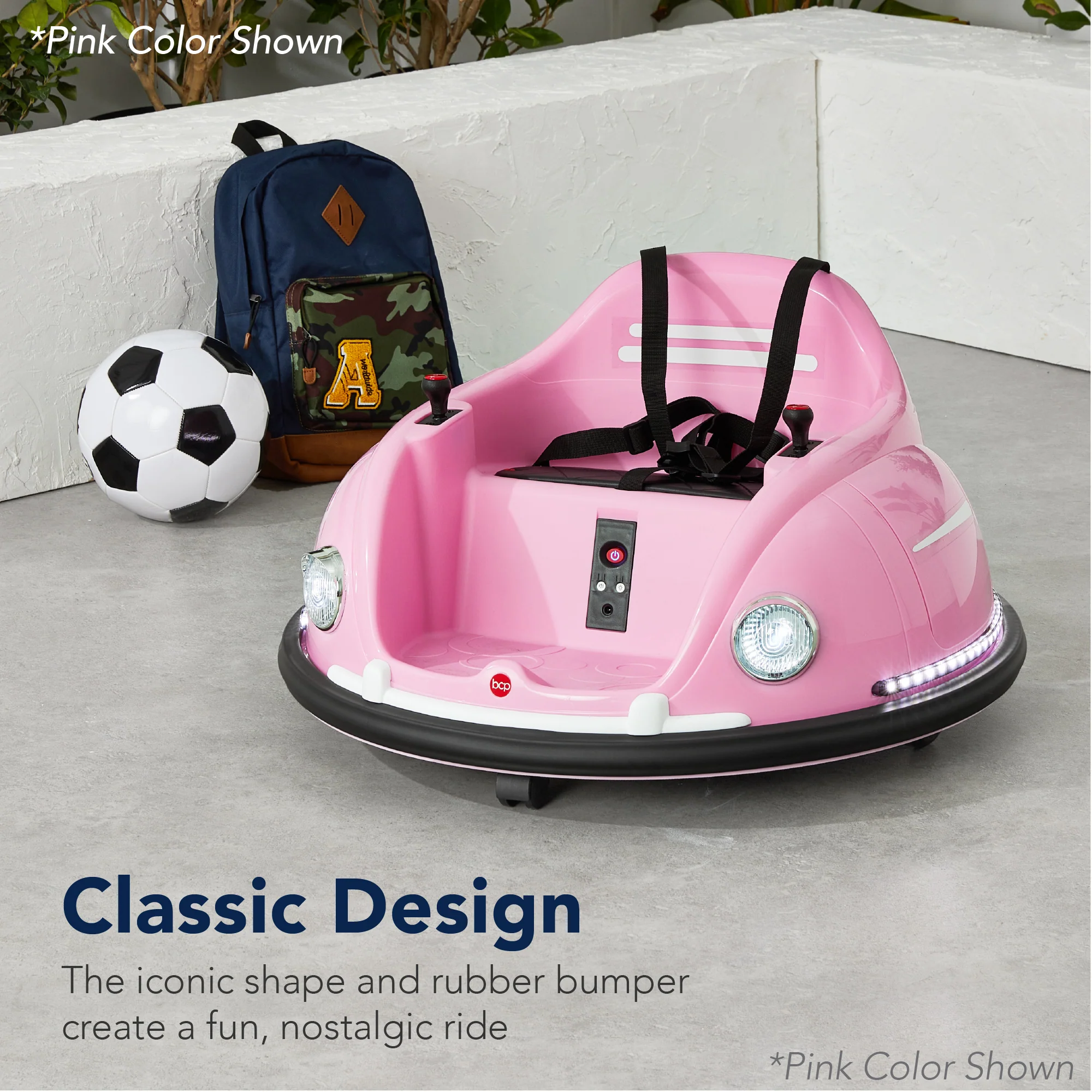 6V Kids Ride On Bumper Car Toy w/ Remote, Harness, Lights, 360 Degree Spin - Image 48
