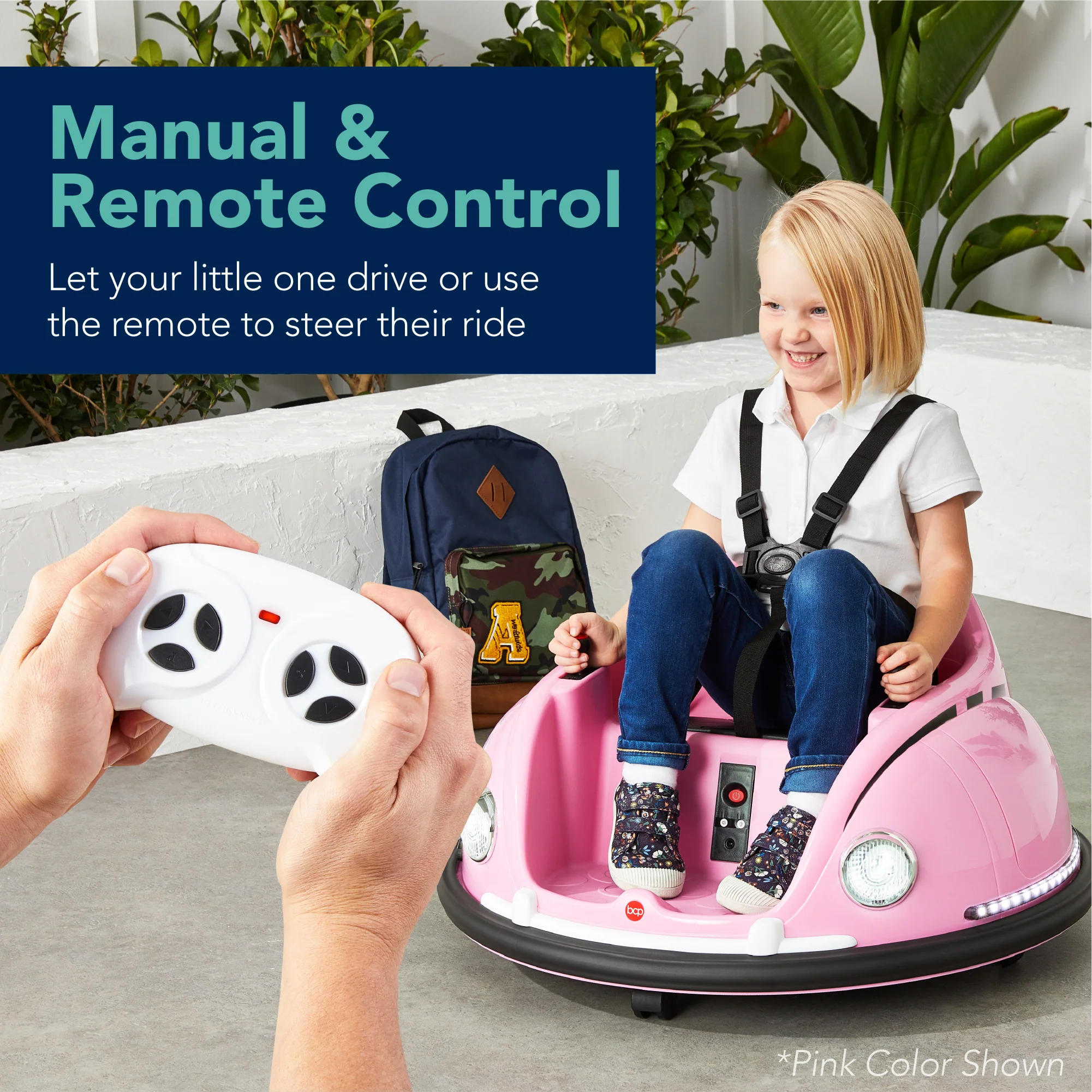 6V Kids Ride On Bumper Car Toy w/ Remote, Harness, Lights, 360 Degree Spin - Image 6