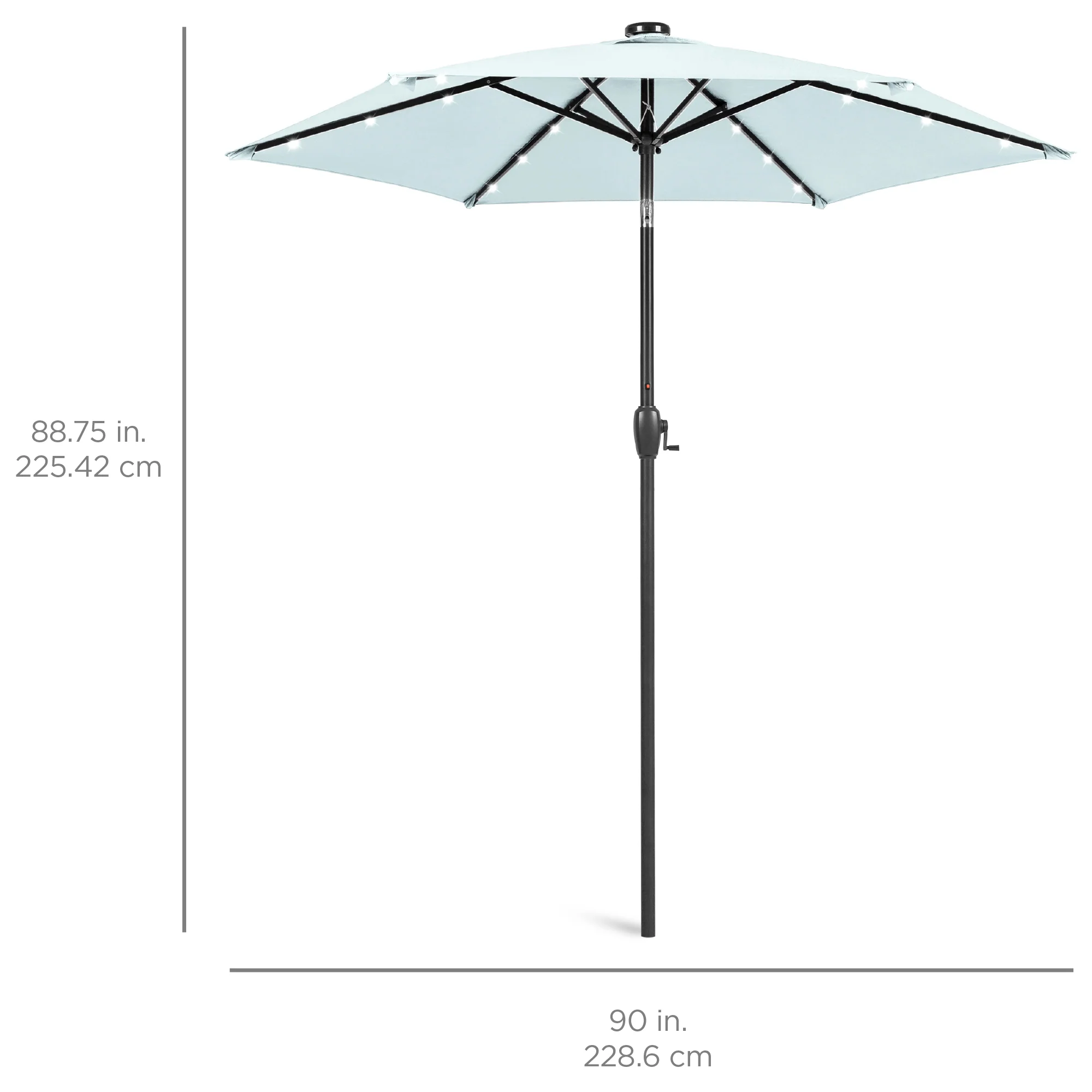 Outdoor Solar Patio Umbrella w/ Push Button Tilt, Crank Lift - 7.5ft - Image 105