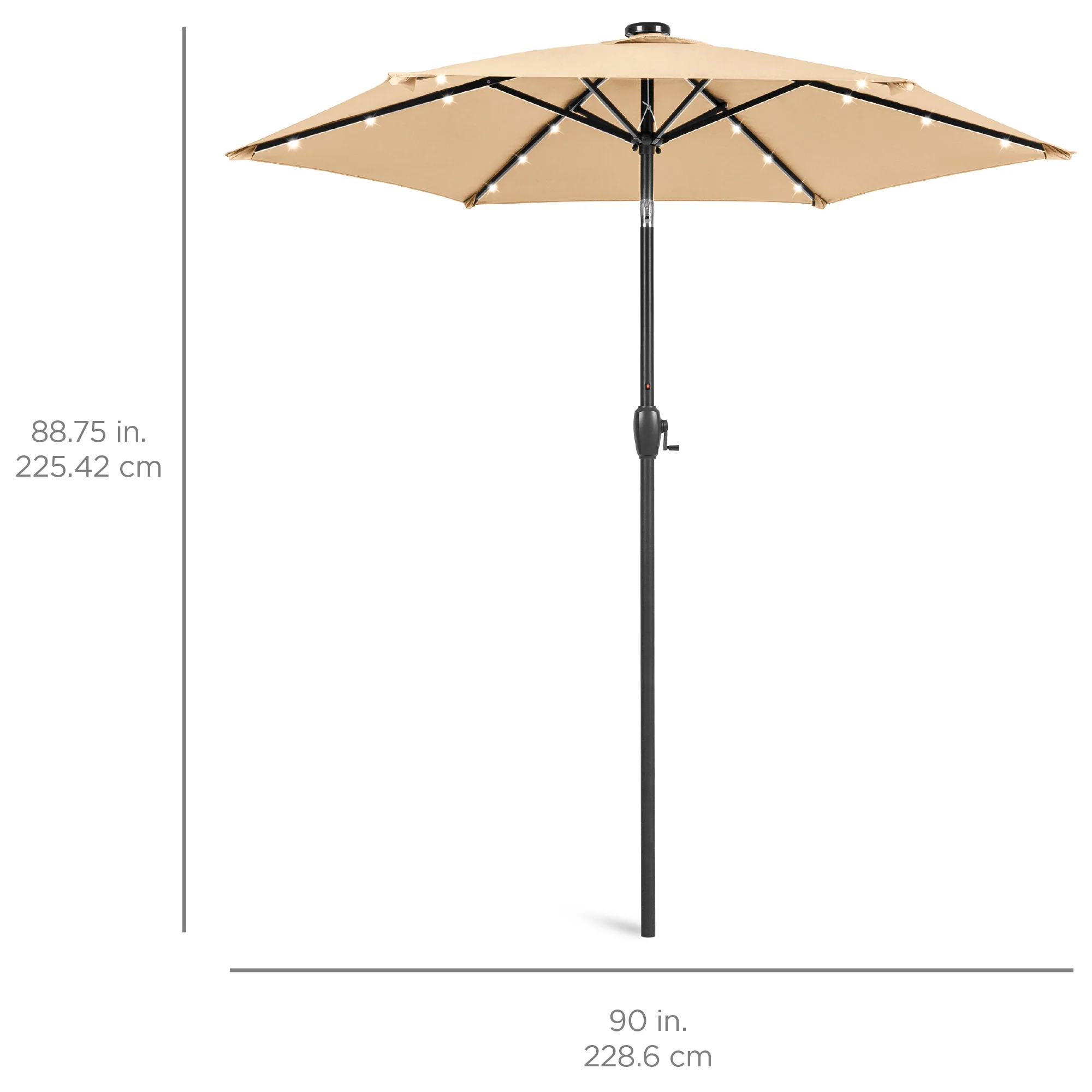 Outdoor Solar Patio Umbrella w/ Push Button Tilt, Crank Lift - 7.5ft - Image 119