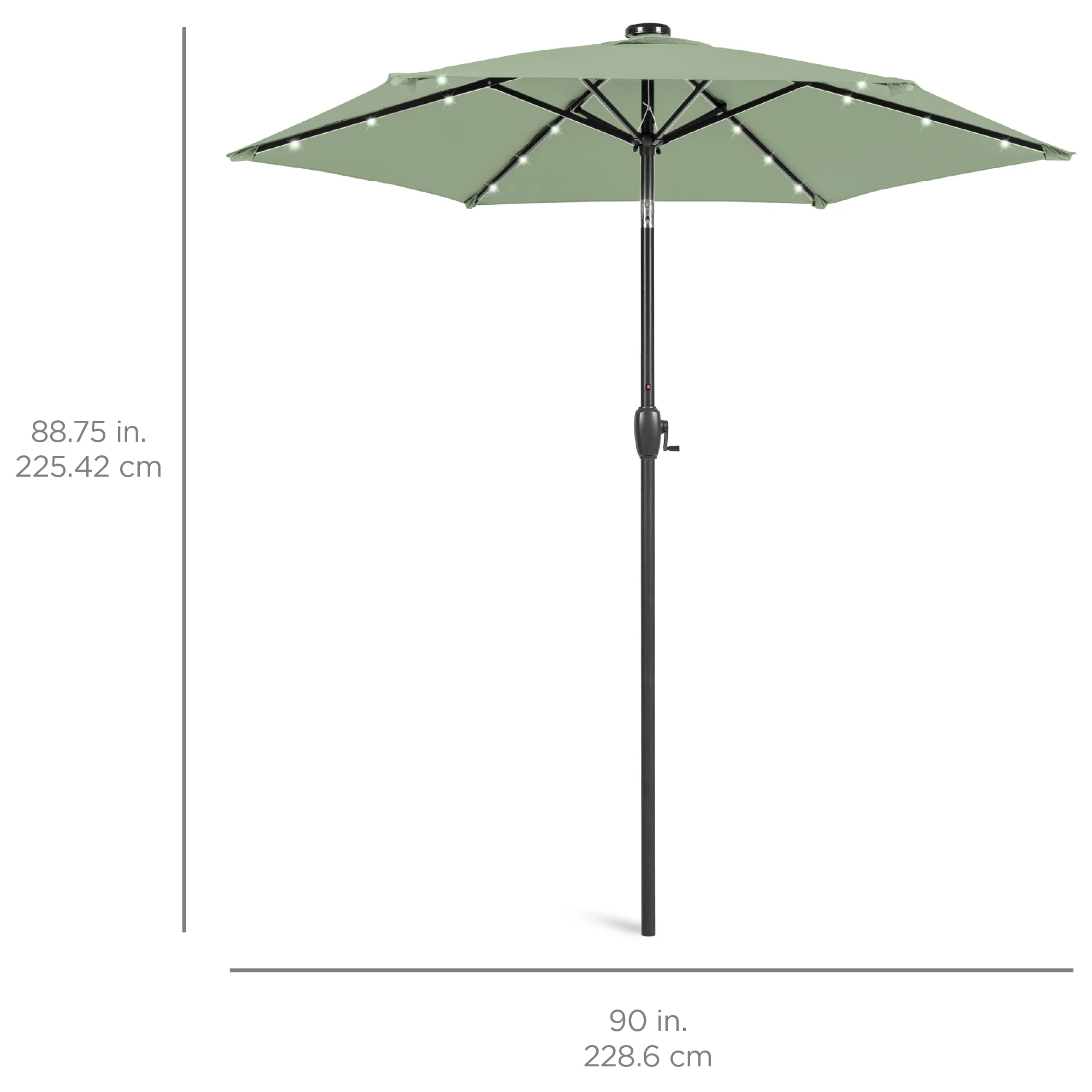 Outdoor Solar Patio Umbrella w/ Push Button Tilt, Crank Lift - 7.5ft - Image 161
