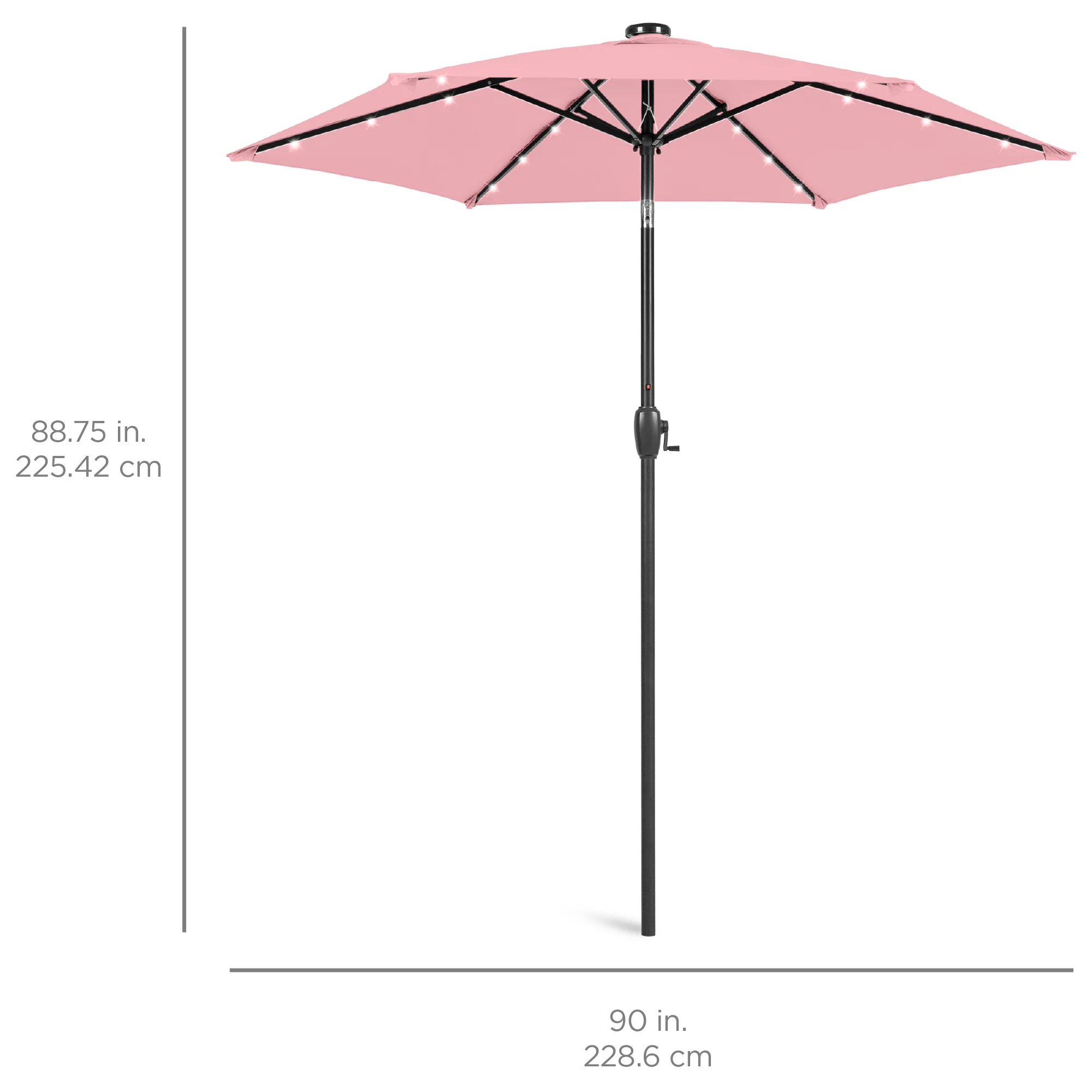 Outdoor Solar Patio Umbrella w/ Push Button Tilt, Crank Lift - 7.5ft - Image 168