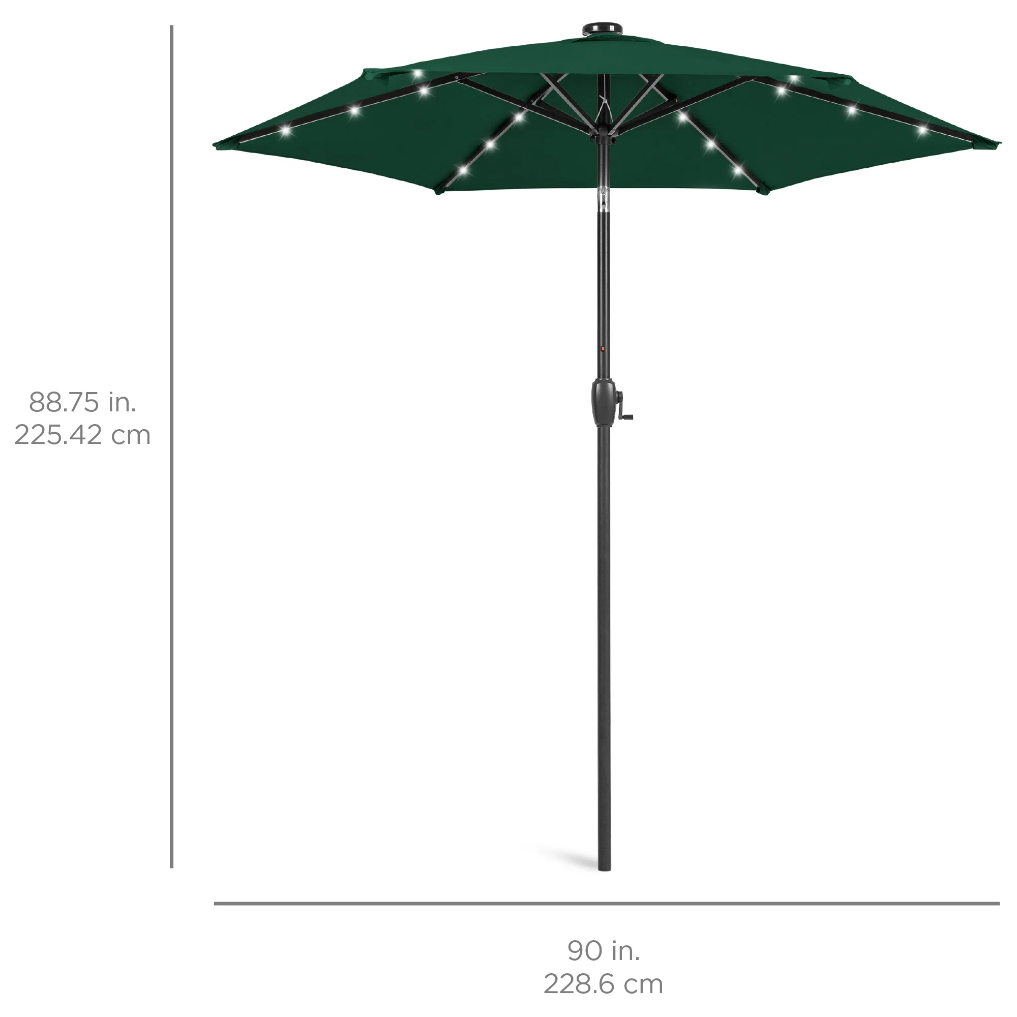 Outdoor Solar Patio Umbrella w/ Push Button Tilt, Crank Lift - 7.5ft - Image 175
