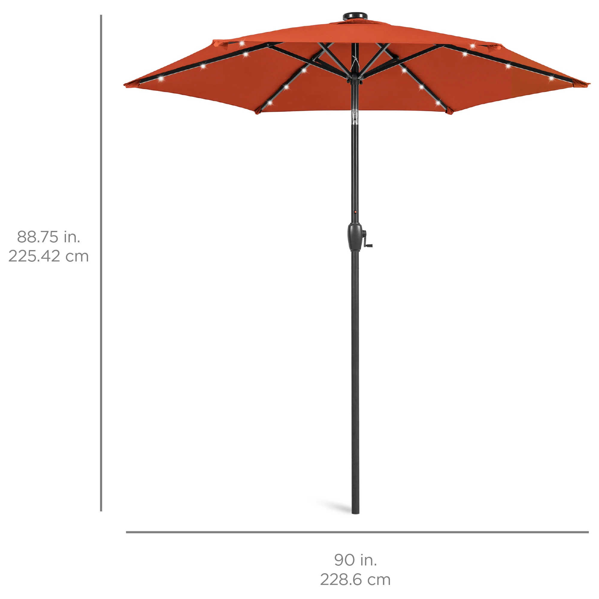 Outdoor Solar Patio Umbrella w/ Push Button Tilt, Crank Lift - 7.5ft - Image 182