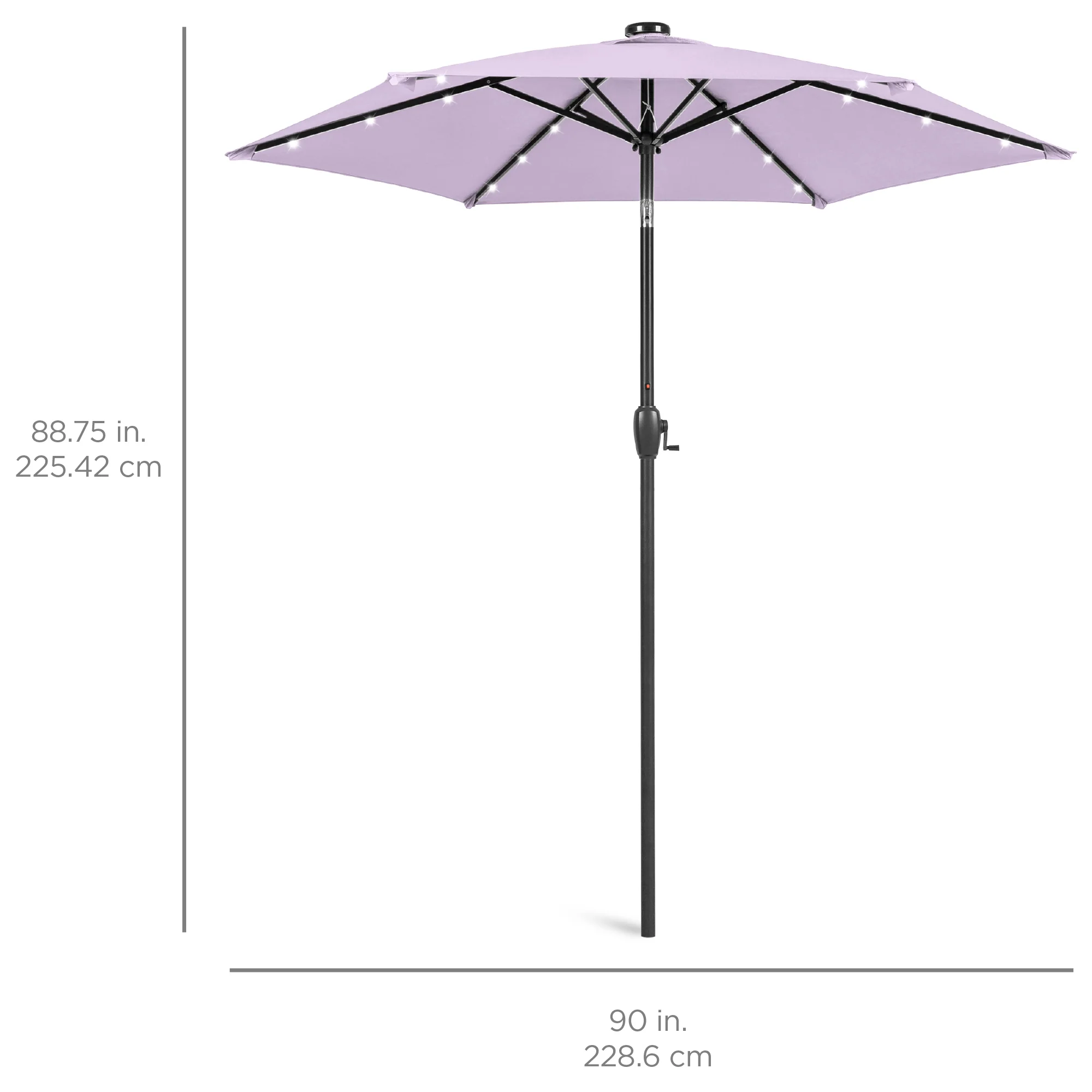 Outdoor Solar Patio Umbrella w/ Push Button Tilt, Crank Lift - 7.5ft - Image 189