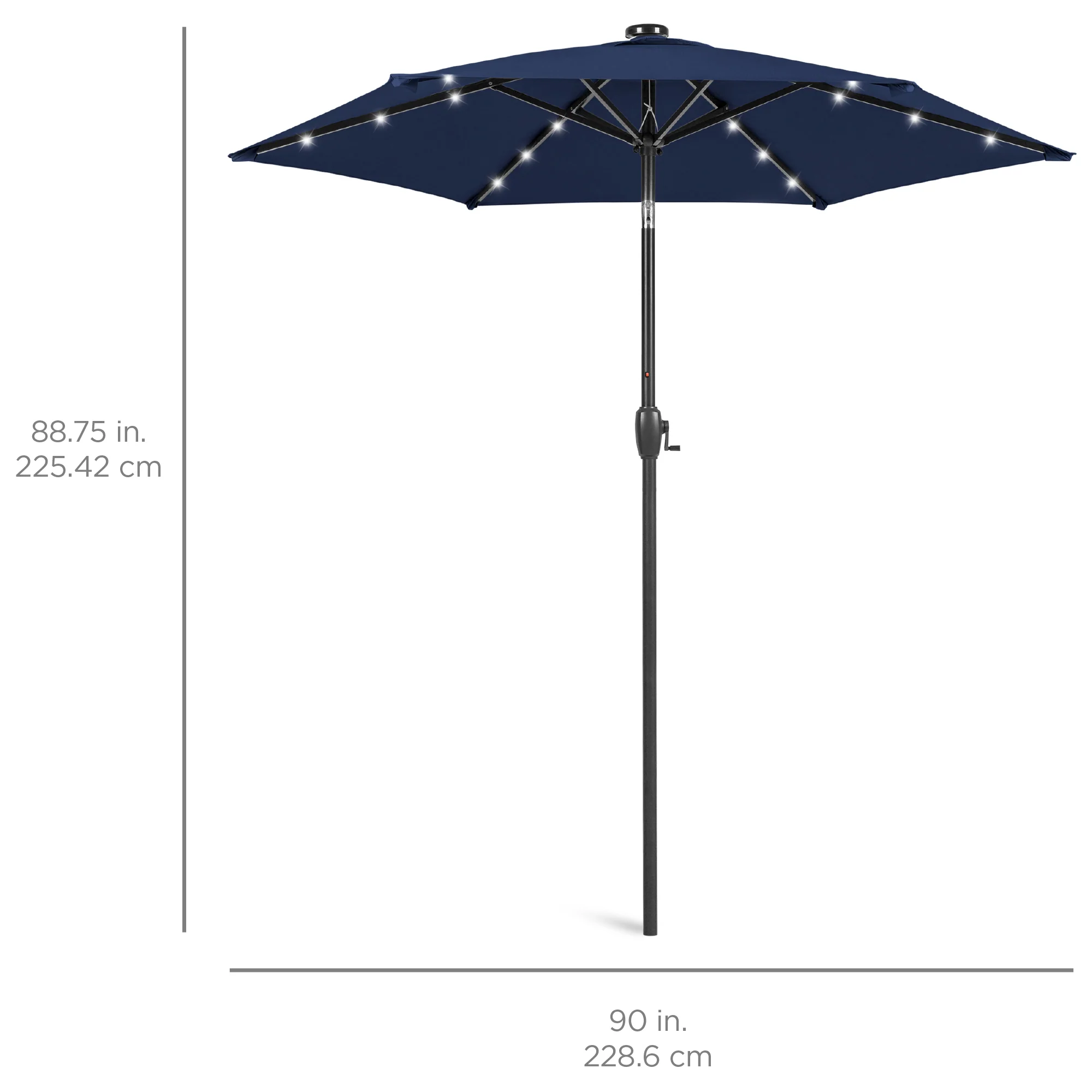 Outdoor Solar Patio Umbrella w/ Push Button Tilt, Crank Lift - 7.5ft - Image 196