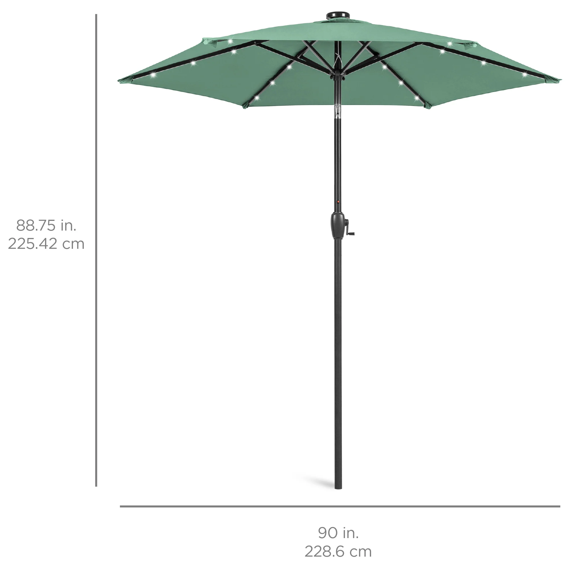 Outdoor Solar Patio Umbrella w/ Push Button Tilt, Crank Lift - 7.5ft - Image 203