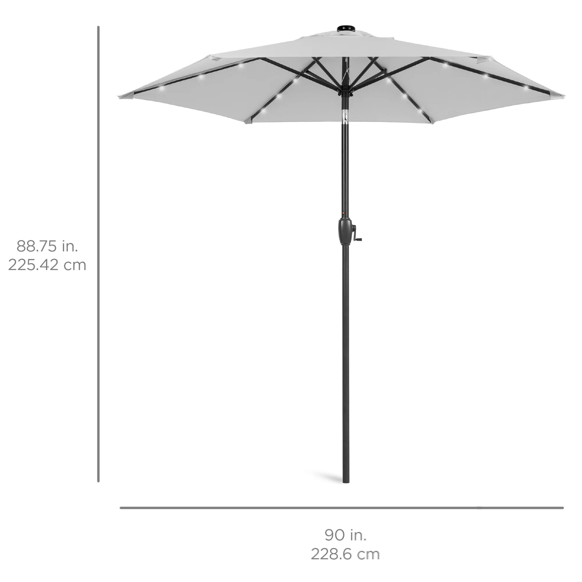 Outdoor Solar Patio Umbrella w/ Push Button Tilt, Crank Lift - 7.5ft - Image 224