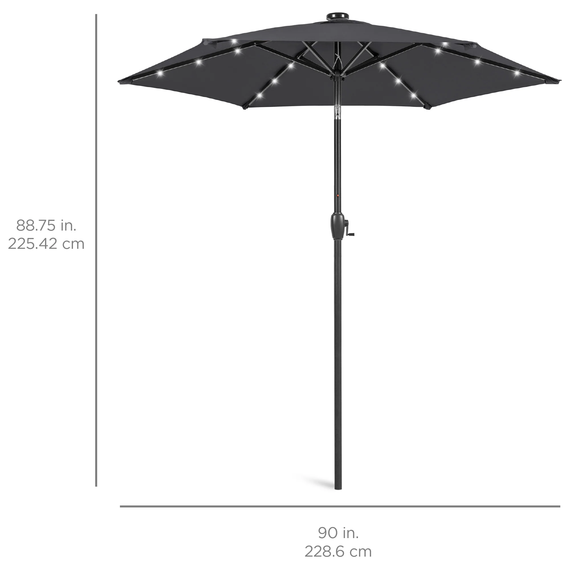 Outdoor Solar Patio Umbrella w/ Push Button Tilt, Crank Lift - 7.5ft - Image 35