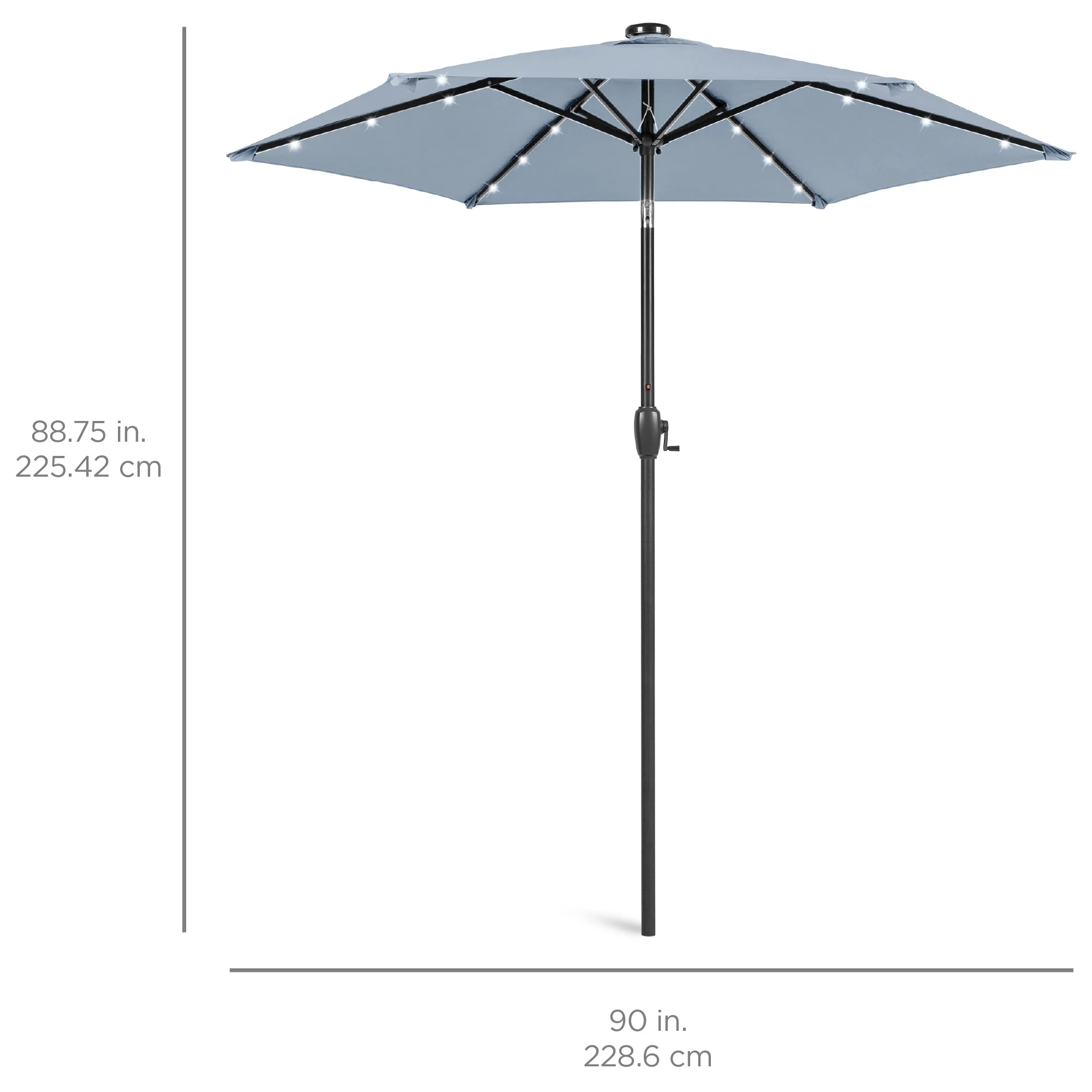 Outdoor Solar Patio Umbrella w/ Push Button Tilt, Crank Lift - 7.5ft - Image 42