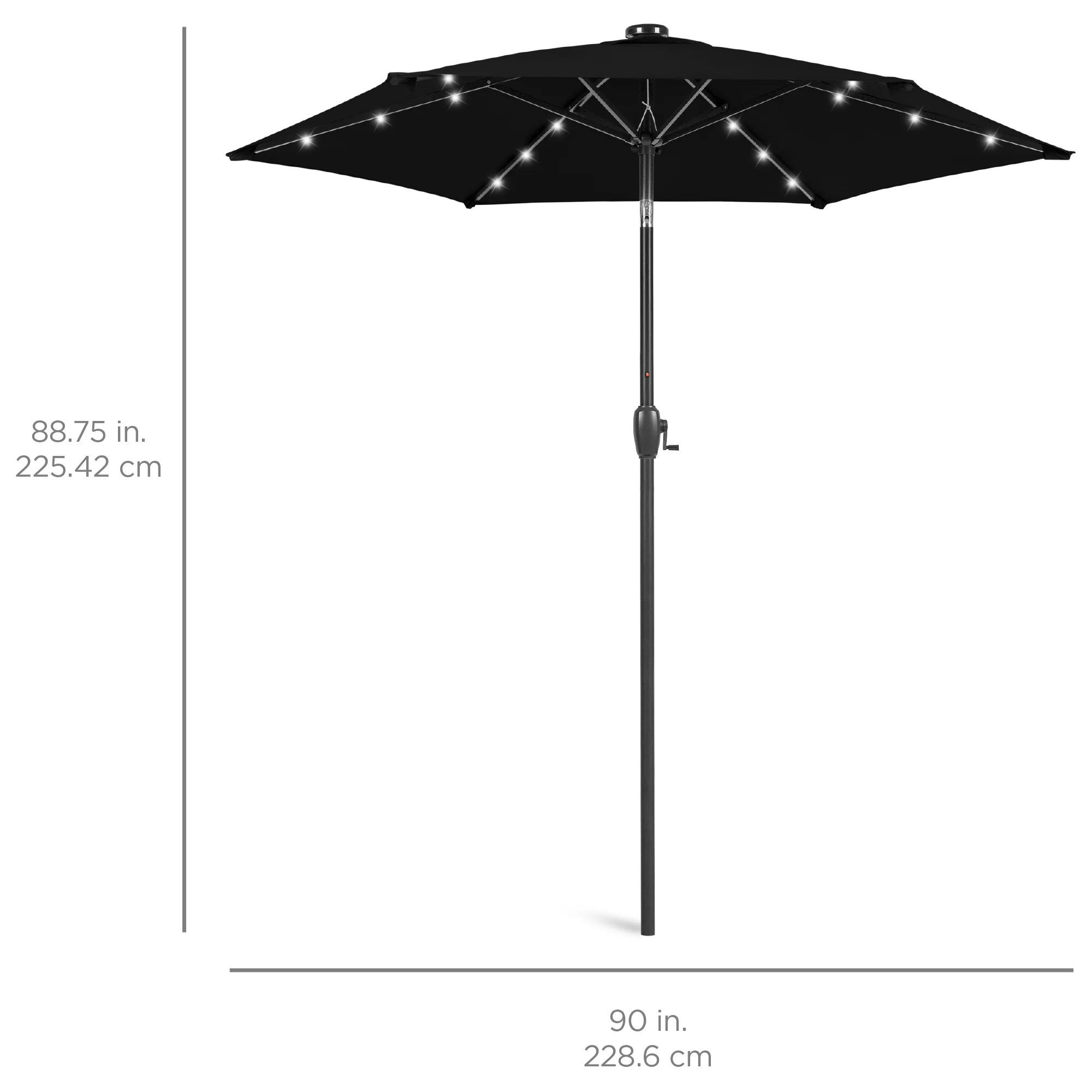 Outdoor Solar Patio Umbrella w/ Push Button Tilt, Crank Lift - 7.5ft - Image 49