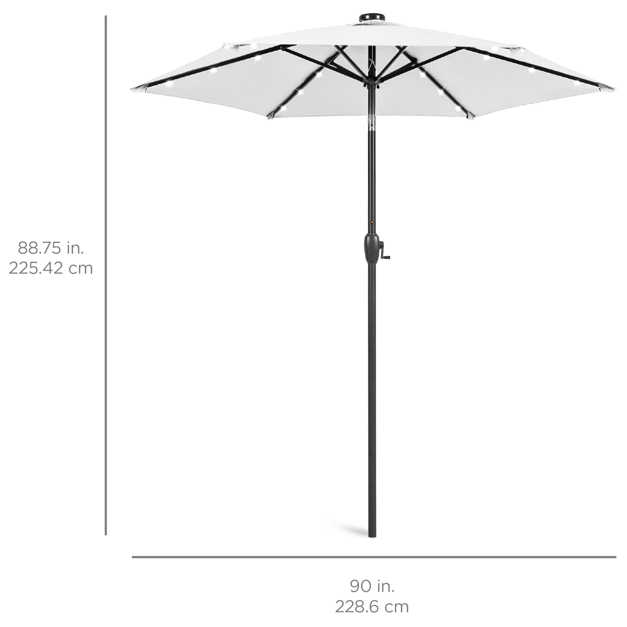 Outdoor Solar Patio Umbrella w/ Push Button Tilt, Crank Lift - 7.5ft - Image 63
