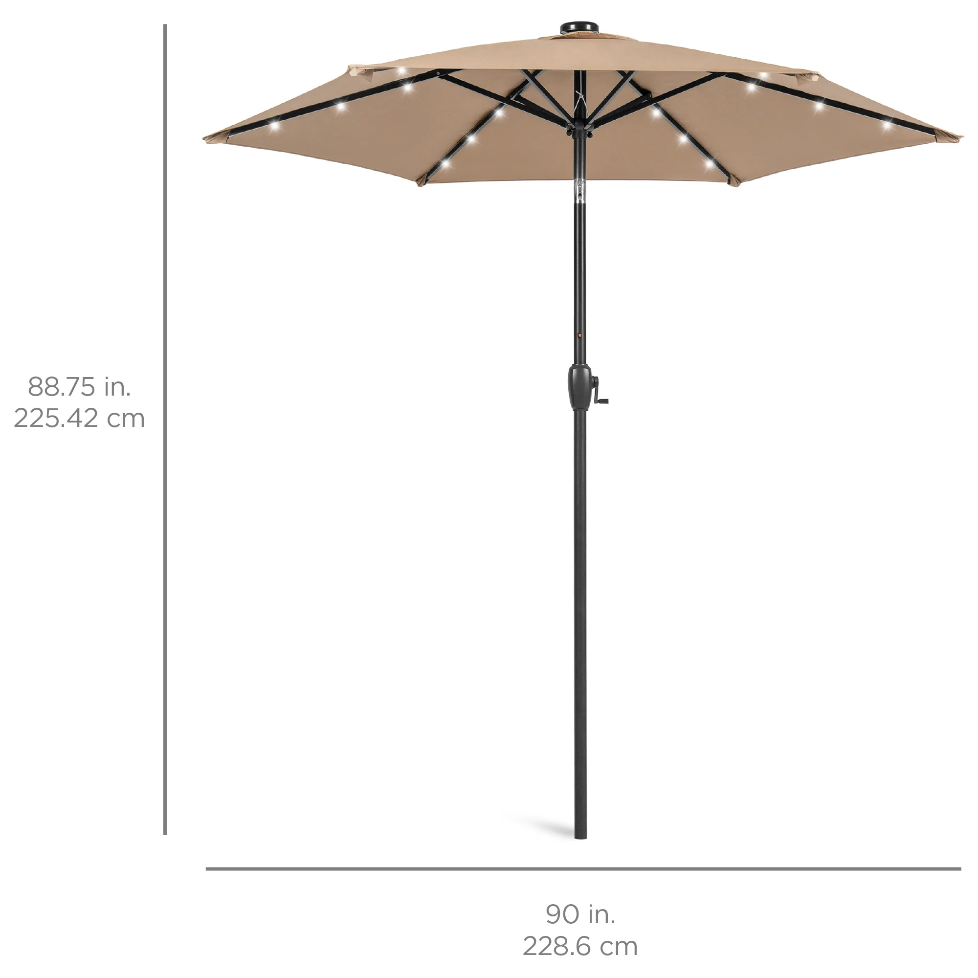 Outdoor Solar Patio Umbrella w/ Push Button Tilt, Crank Lift - 7.5ft - Image 84