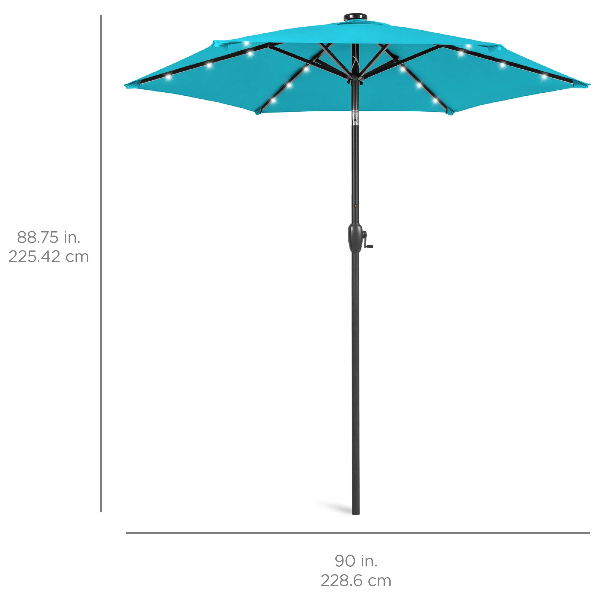 Outdoor Solar Patio Umbrella w/ Push Button Tilt, Crank Lift - 7.5ft - Image 98