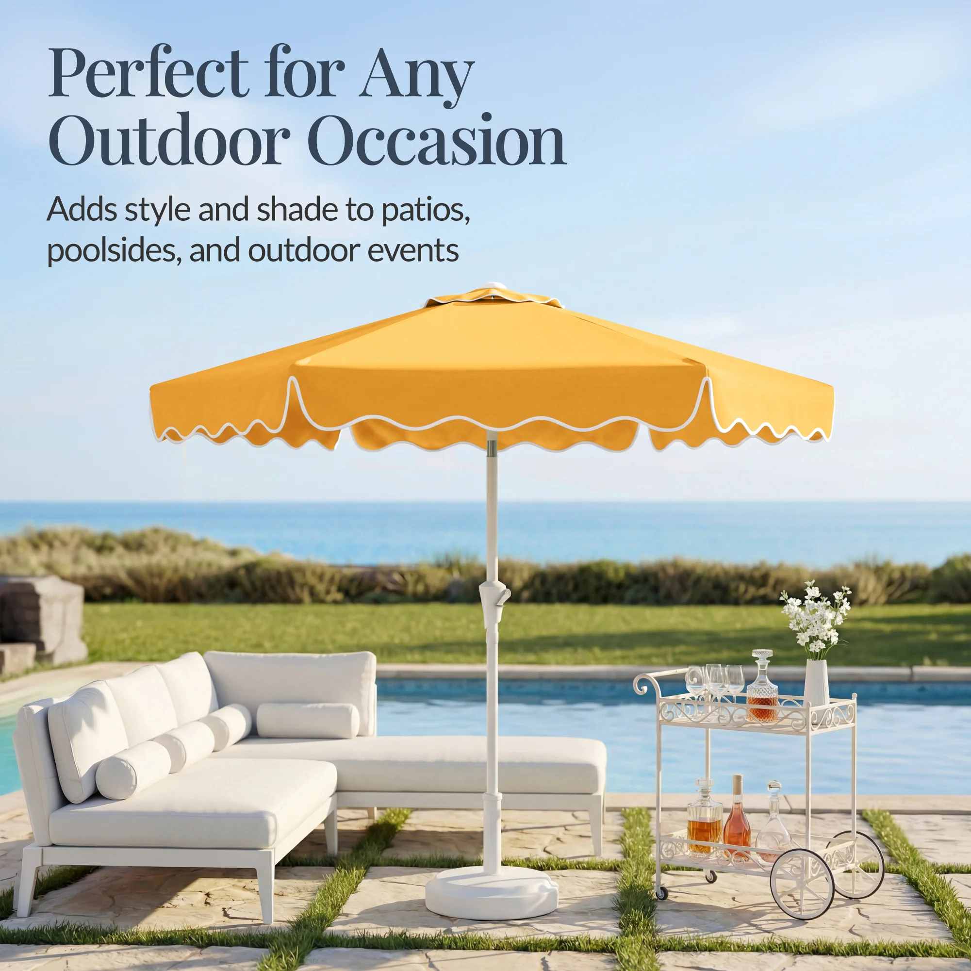 7.5ft Patio Market Umbrella,Wavy Trim, UV-Fade-Resistant, Crank & Tilt - Image 22