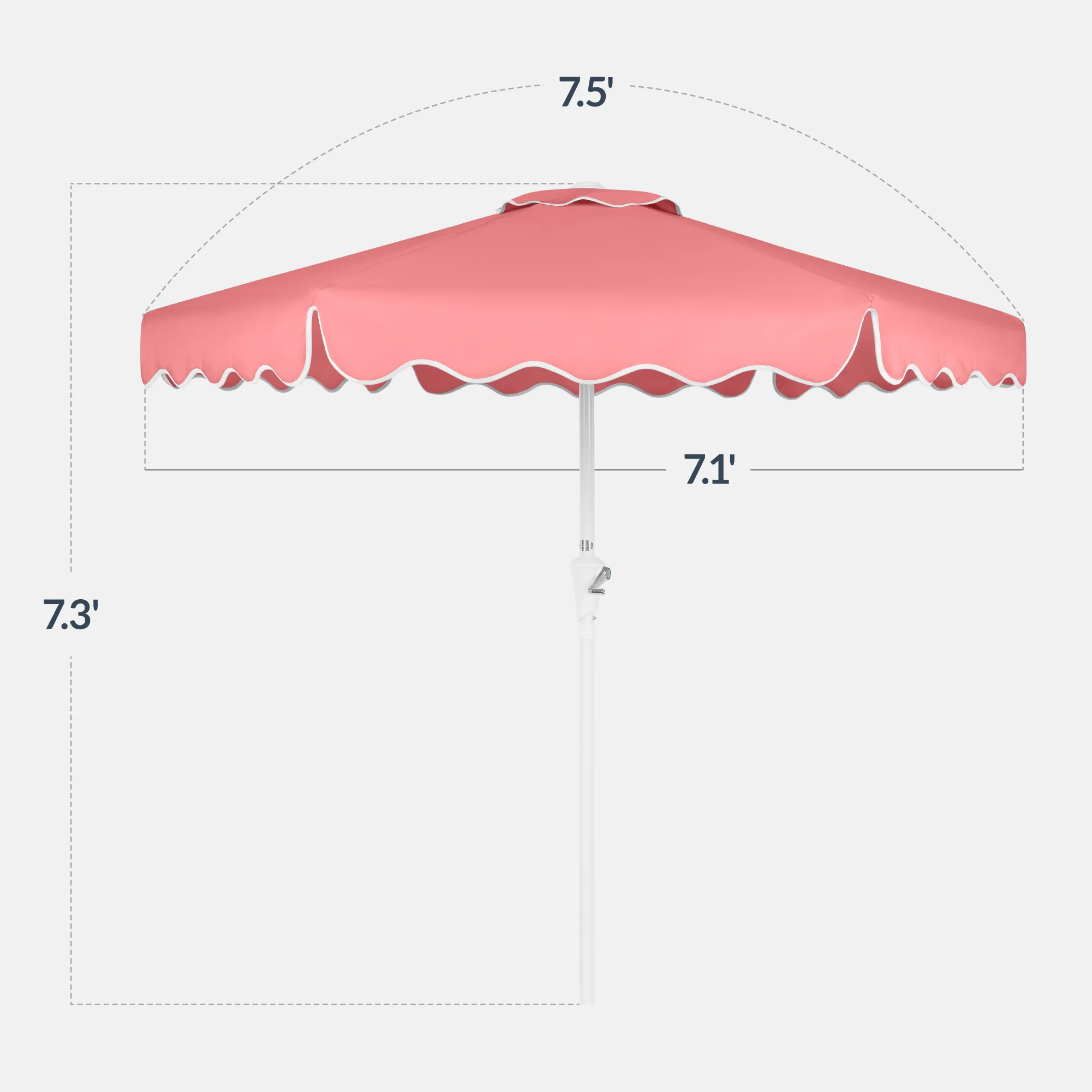 7.5ft Patio Market Umbrella,Wavy Trim, UV-Fade-Resistant, Crank & Tilt - Image 3
