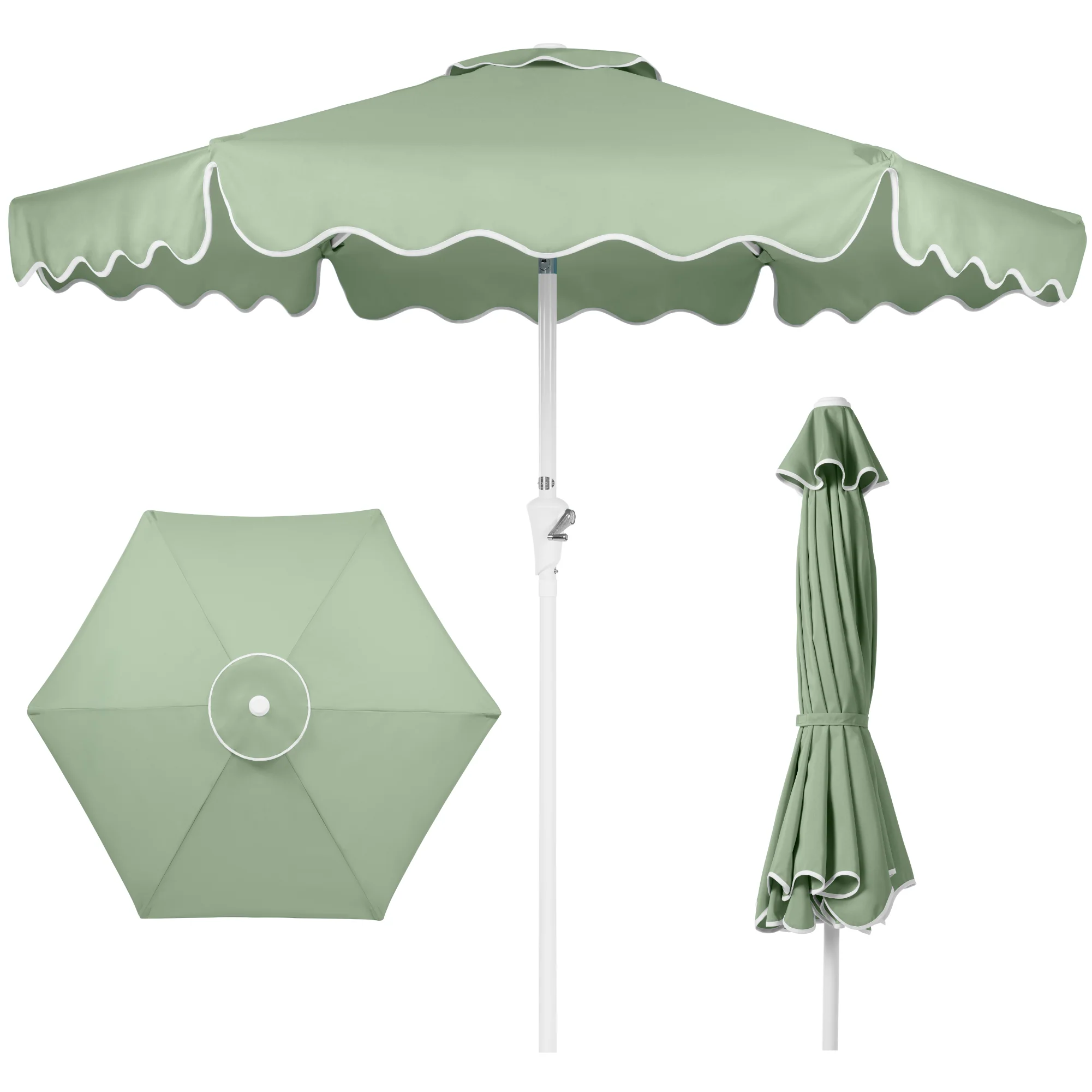 7.5ft Patio Market Umbrella,Wavy Trim, UV-Fade-Resistant, Crank & Tilt - Image 33