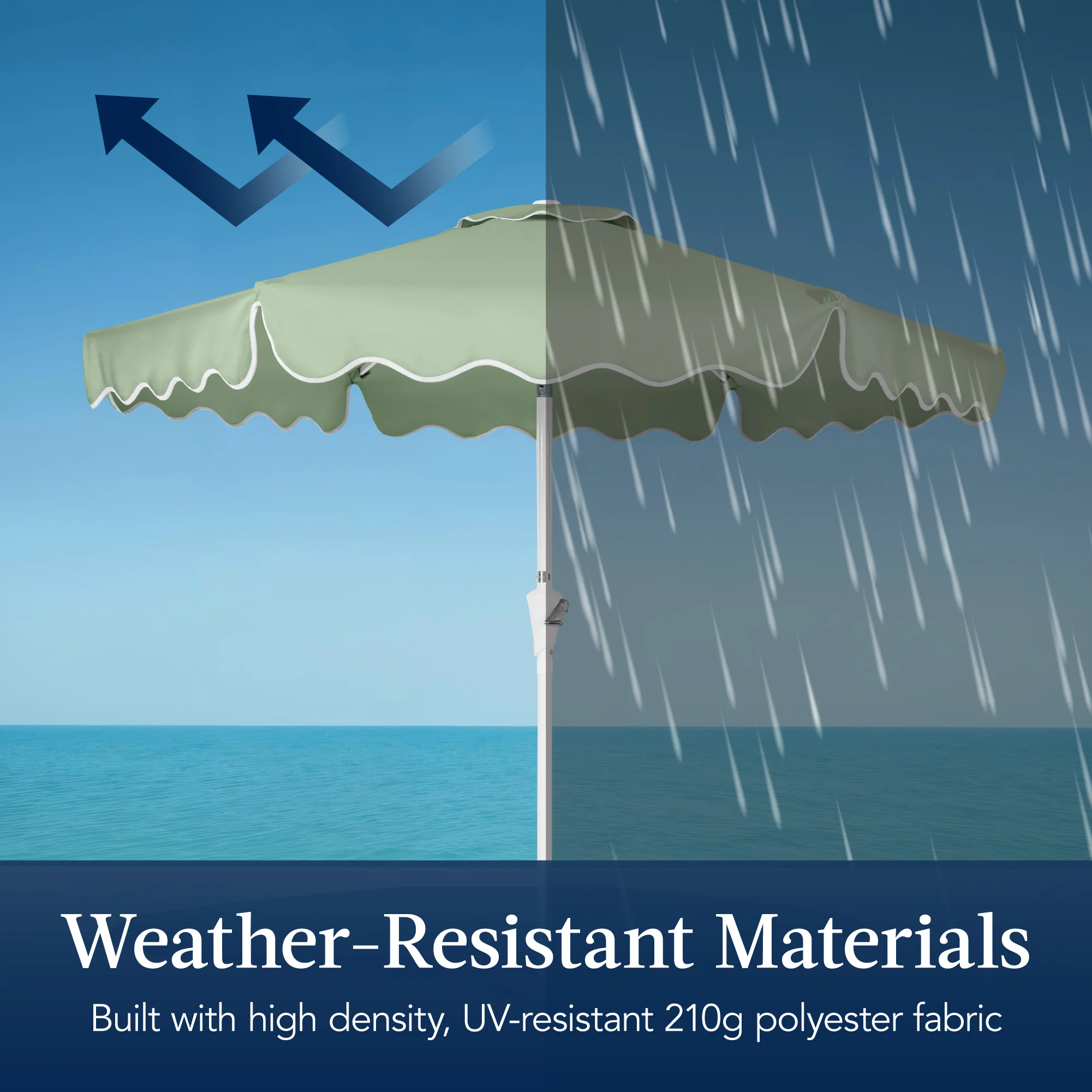 7.5ft Patio Market Umbrella,Wavy Trim, UV-Fade-Resistant, Crank & Tilt - Image 36