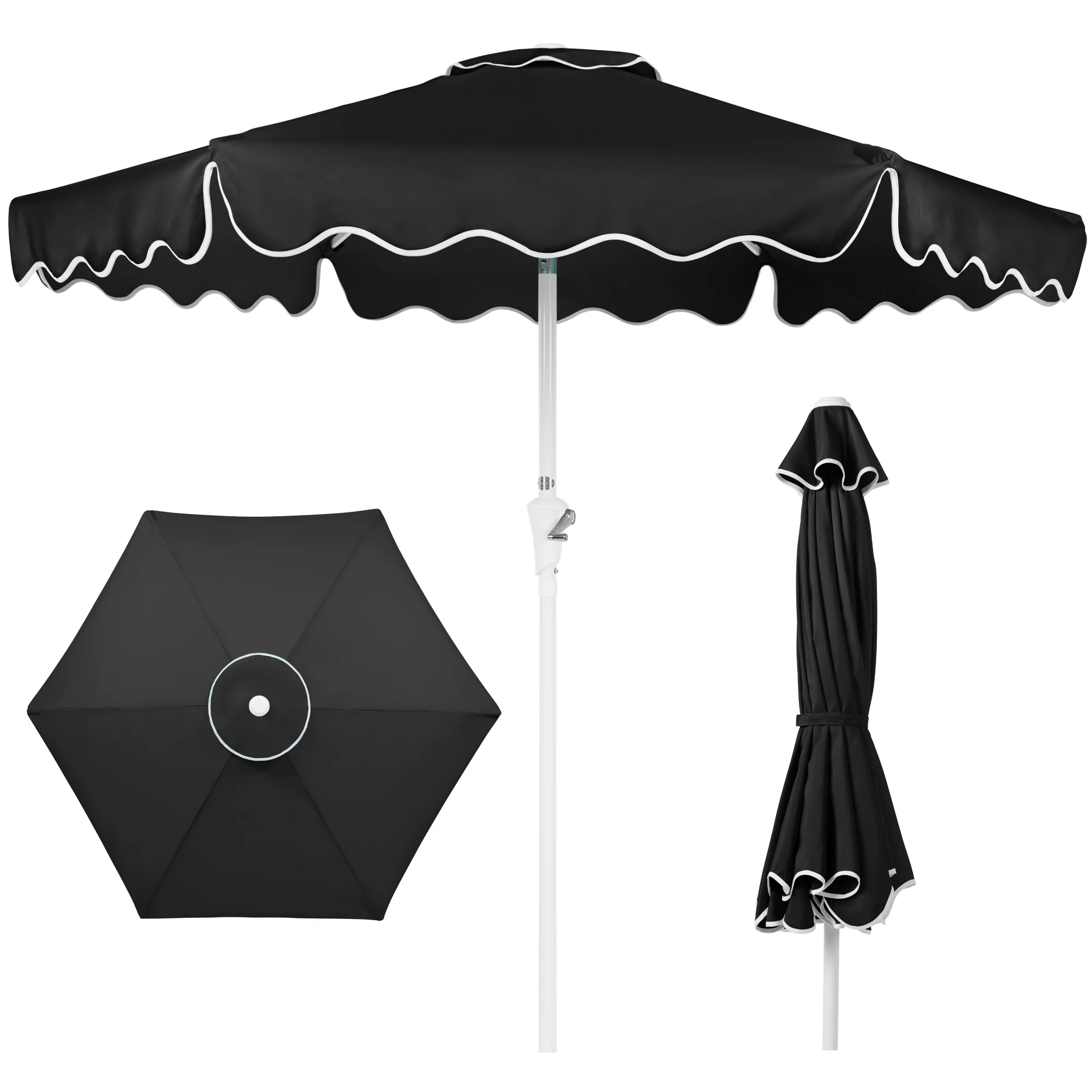 7.5ft Patio Market Umbrella,Wavy Trim, UV-Fade-Resistant, Crank & Tilt - Image 57