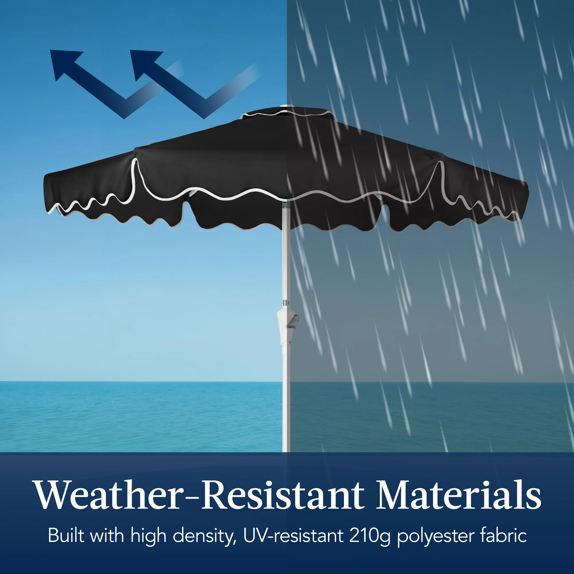 7.5ft Patio Market Umbrella,Wavy Trim, UV-Fade-Resistant, Crank & Tilt - Image 60