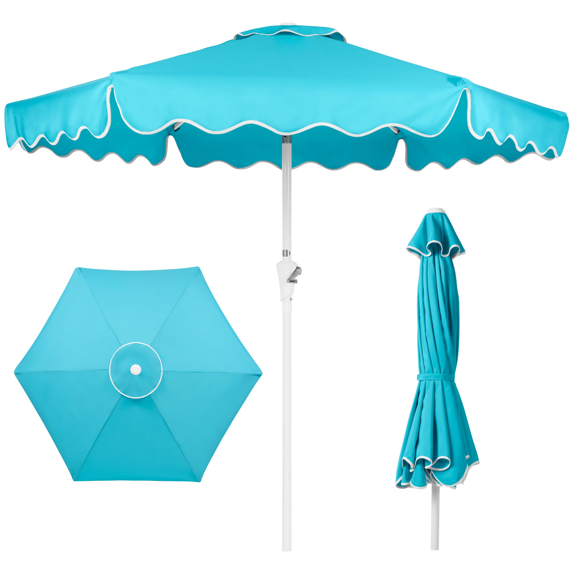 7.5ft Patio Market Umbrella,Wavy Trim, UV-Fade-Resistant, Crank & Tilt - Image 65