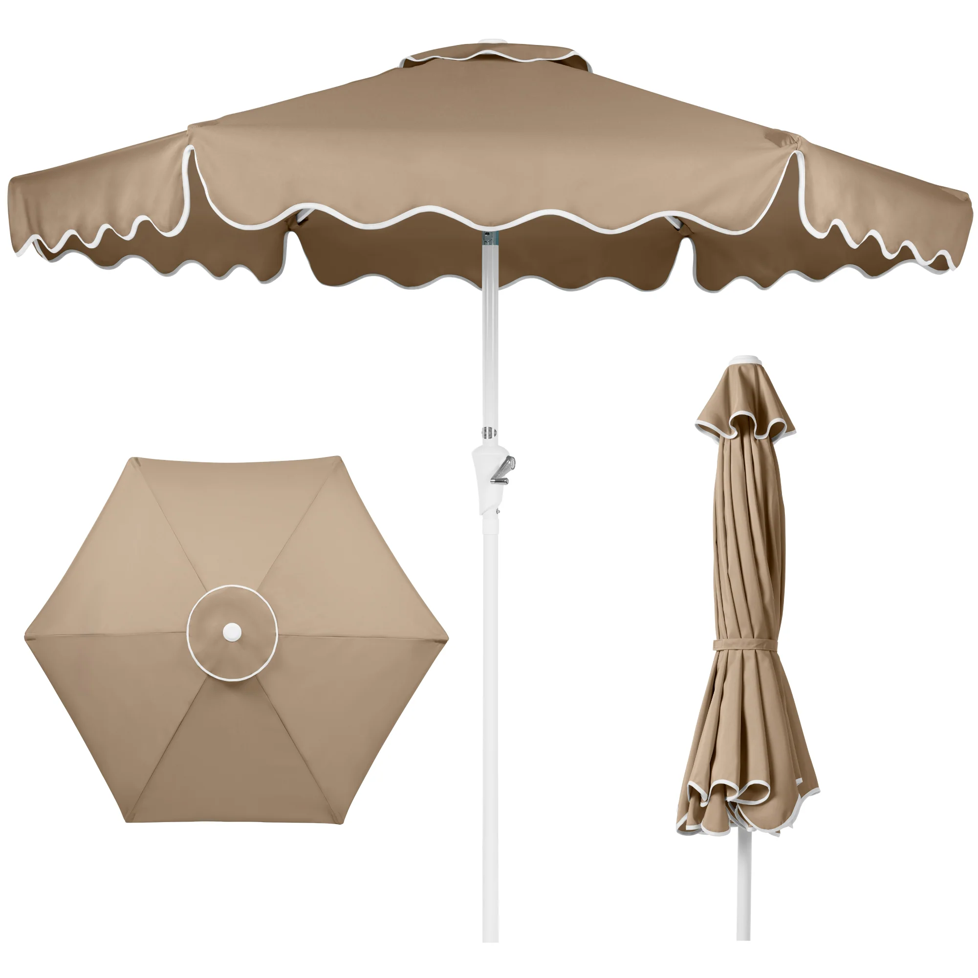 7.5ft Patio Market Umbrella,Wavy Trim, UV-Fade-Resistant, Crank & Tilt - Image 73