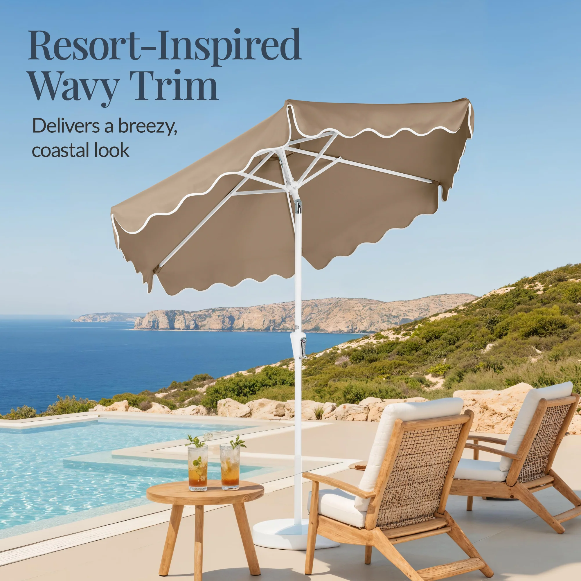 7.5ft Patio Market Umbrella,Wavy Trim, UV-Fade-Resistant, Crank & Tilt - Image 75