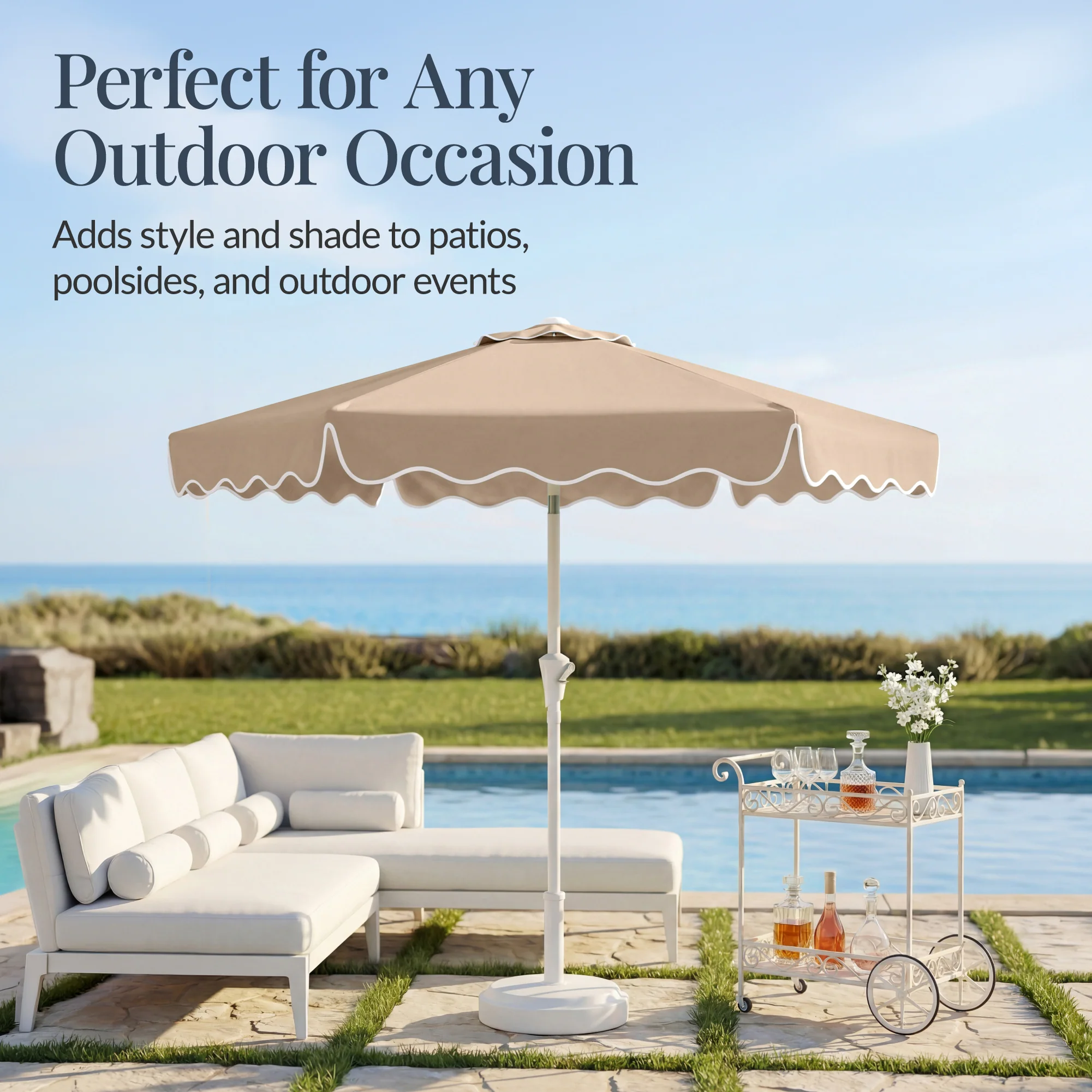 7.5ft Patio Market Umbrella,Wavy Trim, UV-Fade-Resistant, Crank & Tilt - Image 77