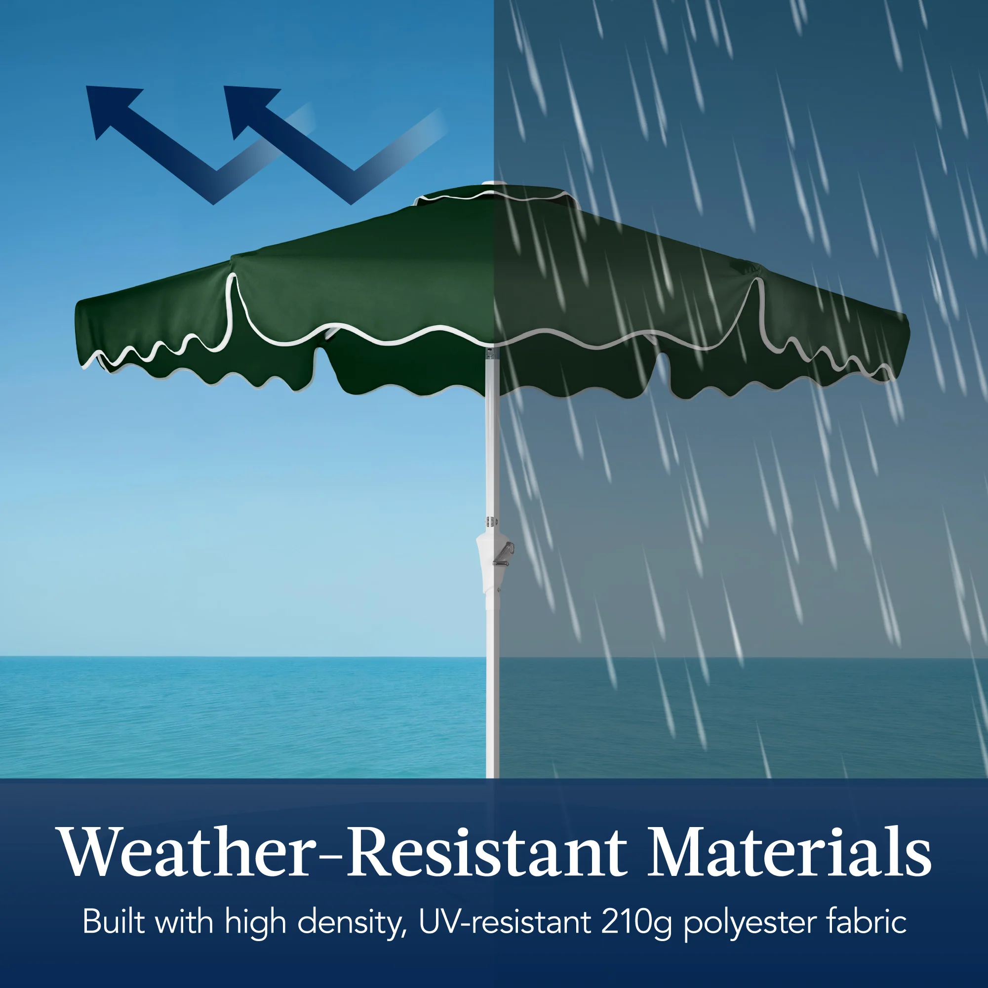 7.5ft Patio Market Umbrella,Wavy Trim, UV-Fade-Resistant, Crank & Tilt - Image 84