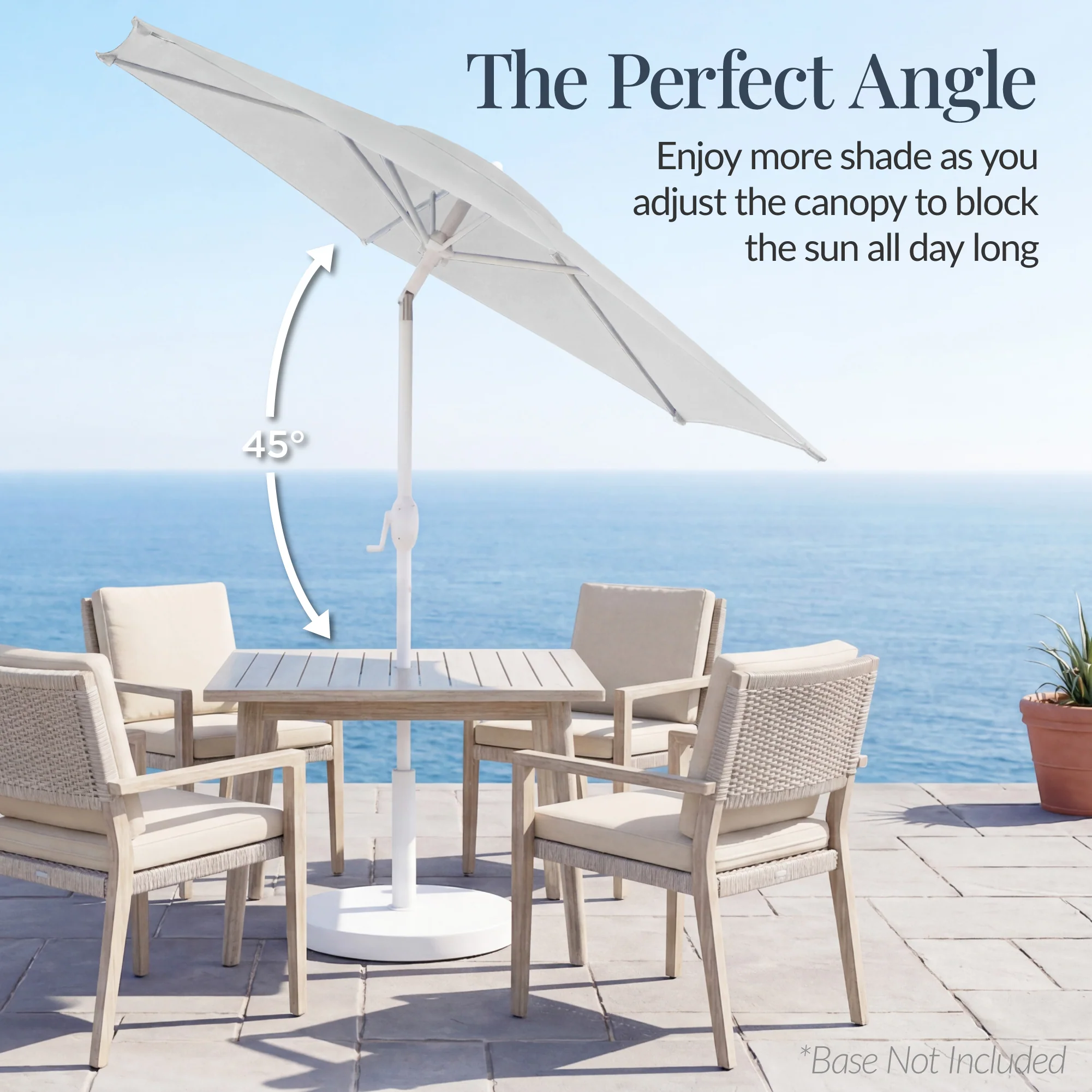 7.5ft Patio Market Umbrella with White Pole, Push Button Tilt and Crank Lift - Image 11